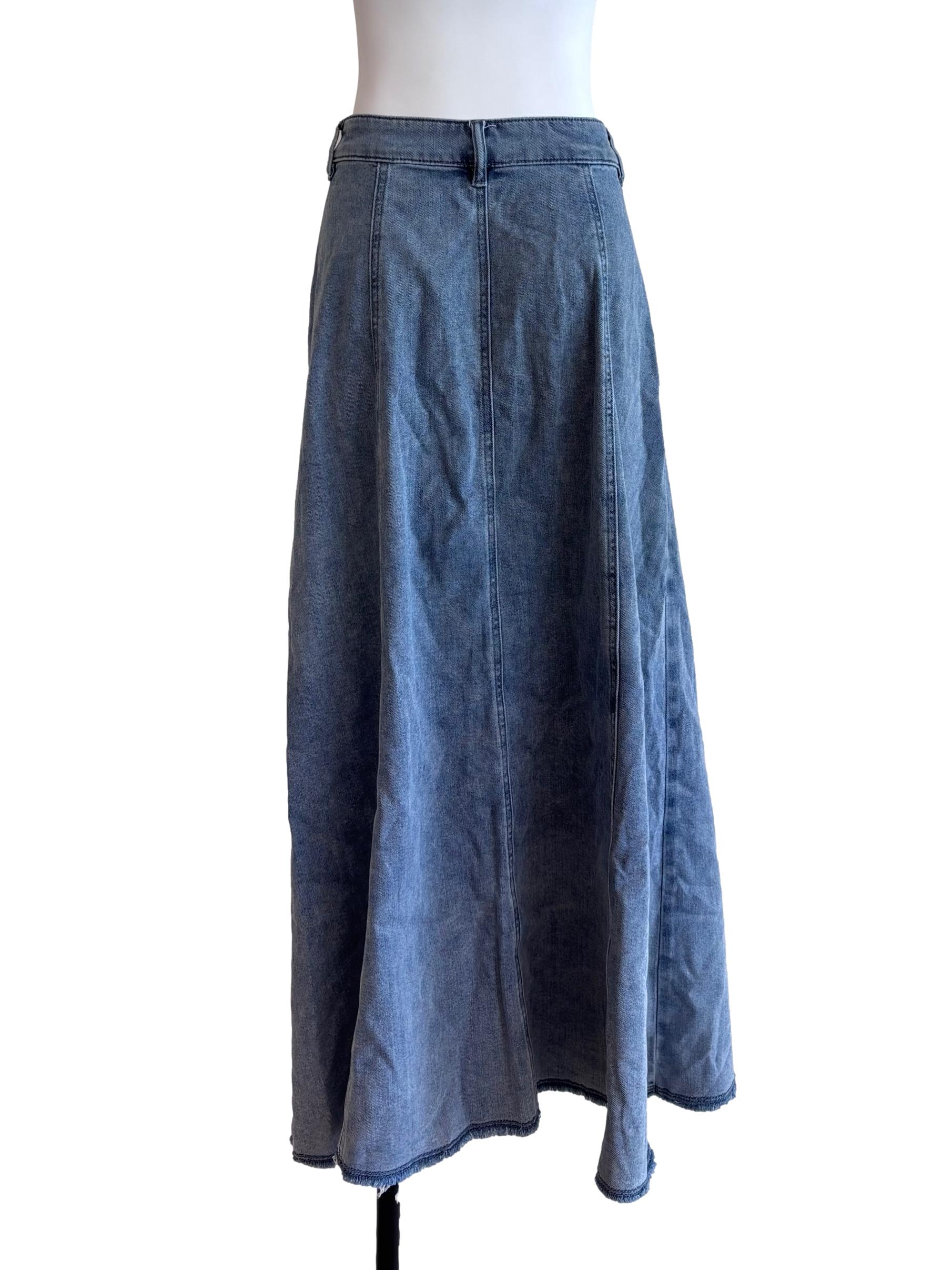 Blue Raw Hem Denim Skirt LB