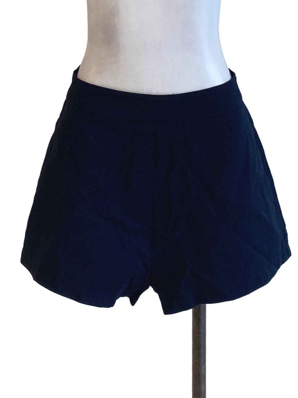 Navy Blue Zipped Up Regular Loose Shorts