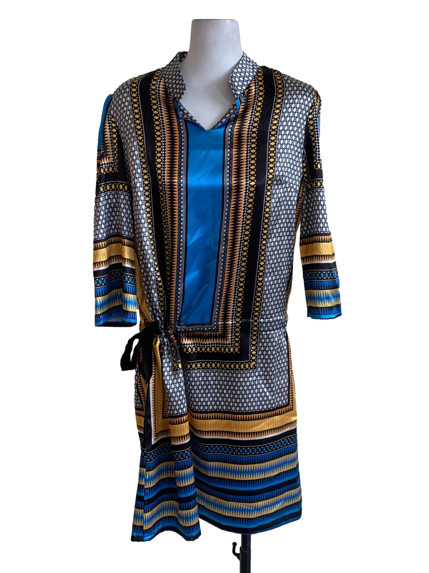 Blue Abstract Shift Dress