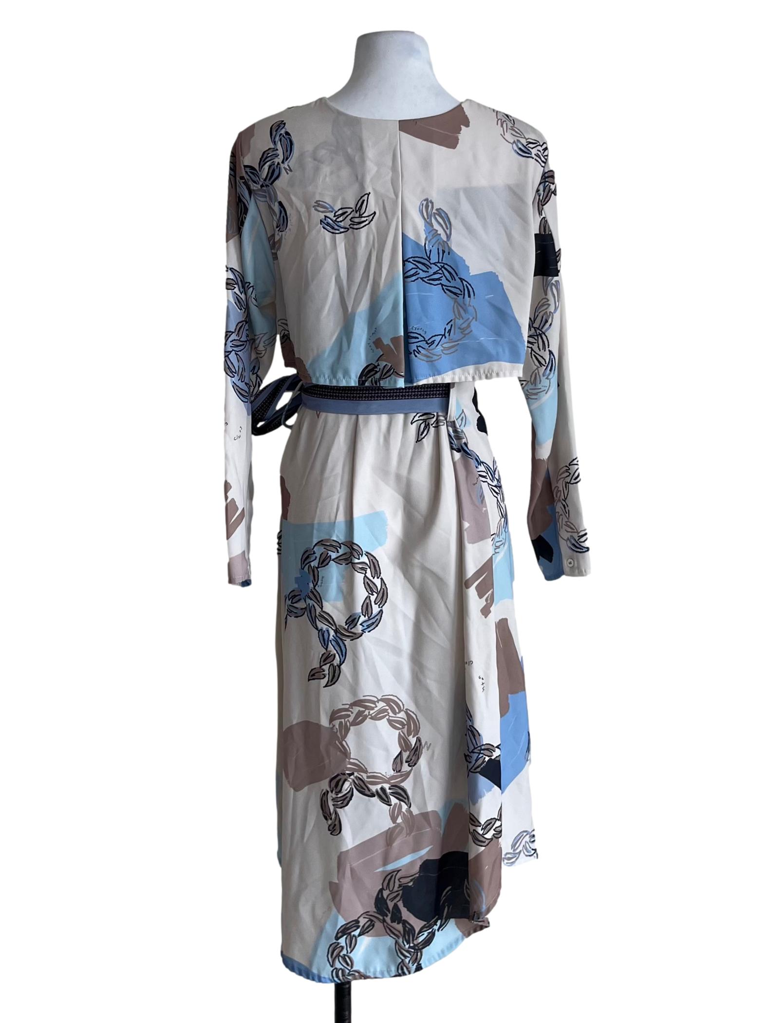 Cream Beige Abstract Empire Dress