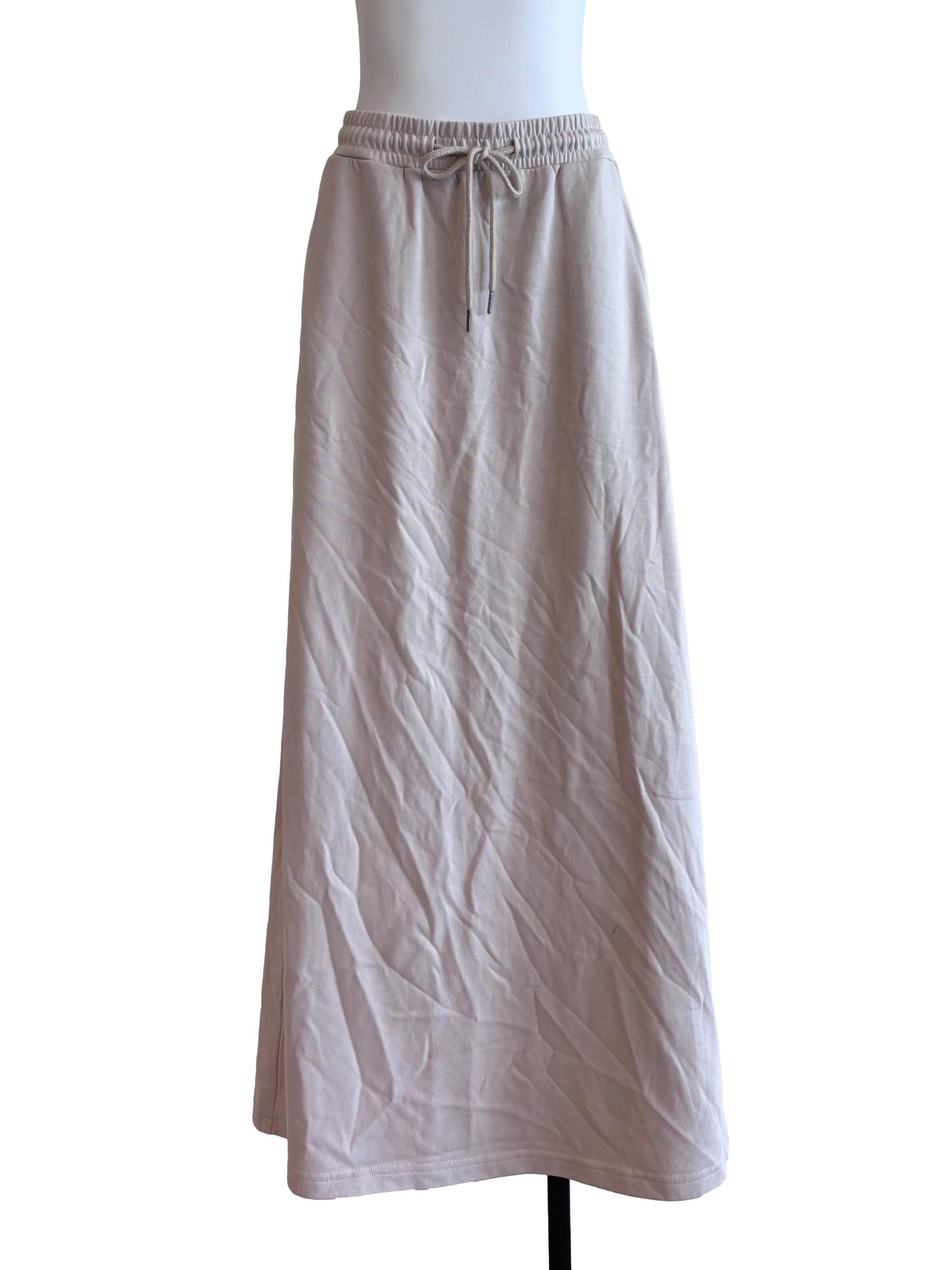Nude Beige Drawstring Maxi Skirt YHF