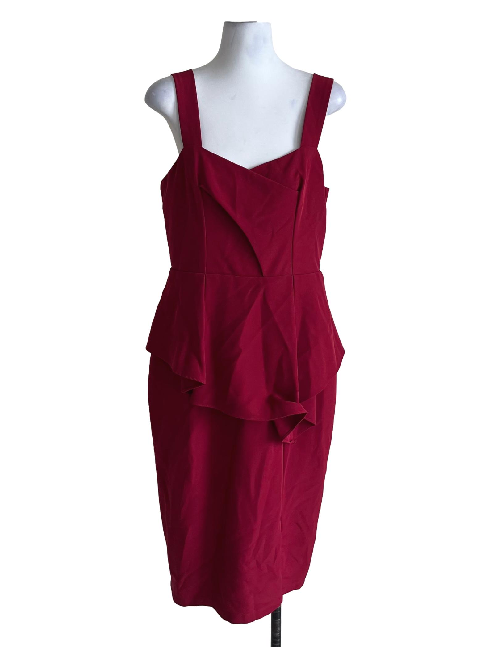 Blood Red Plain A-Line Dress