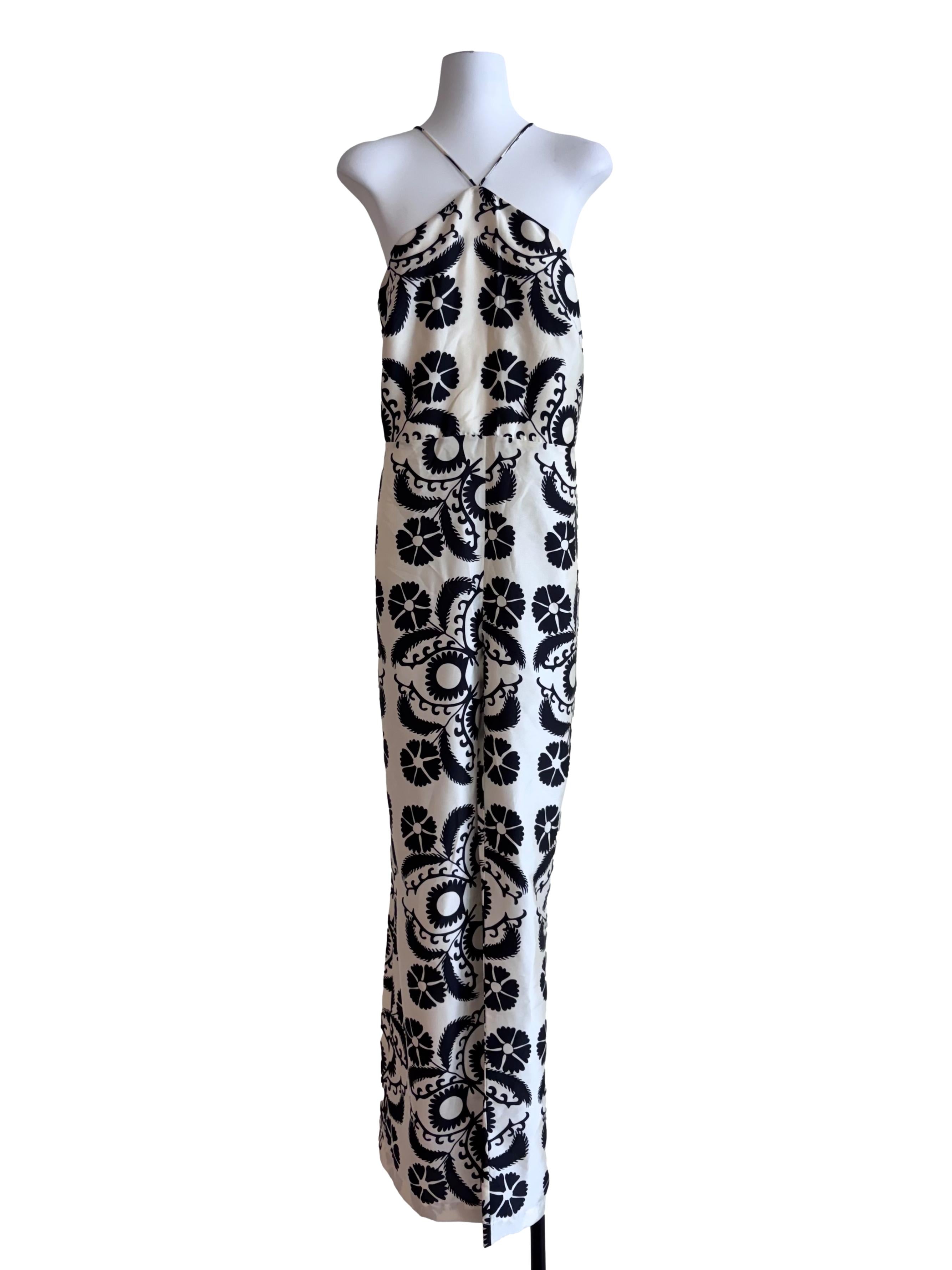 Cream Printed Halter Jumpsuit