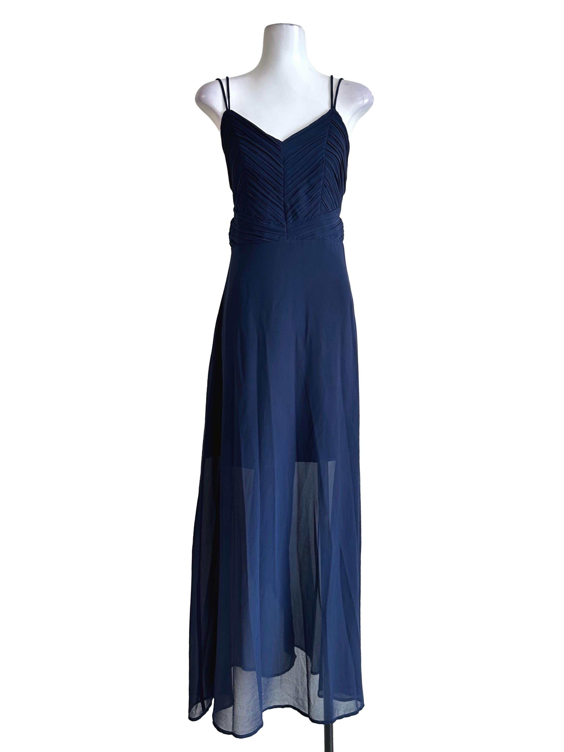 Navy Blue Sleeveless Maxi Dress