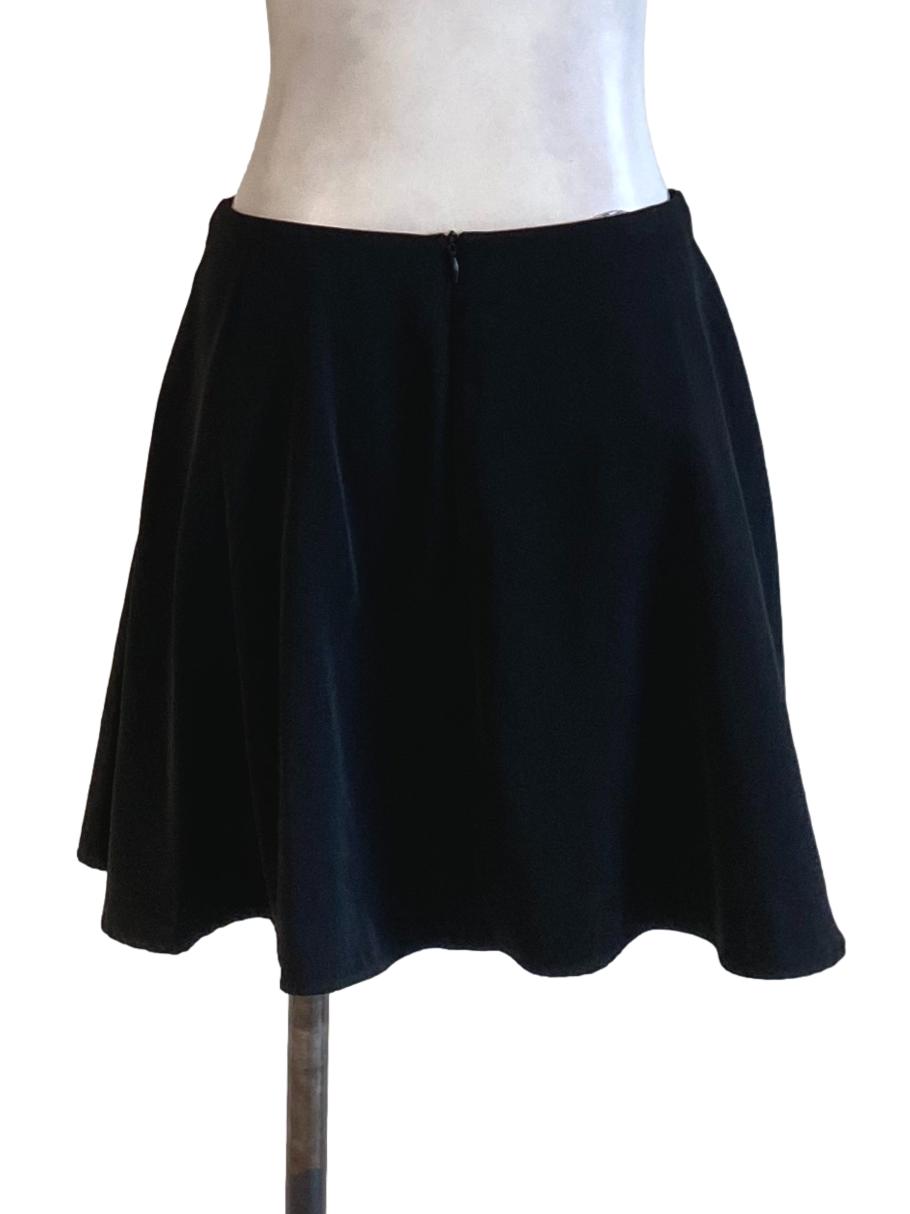 Rich Black Zip Up Flowy Mini Flip Skirt