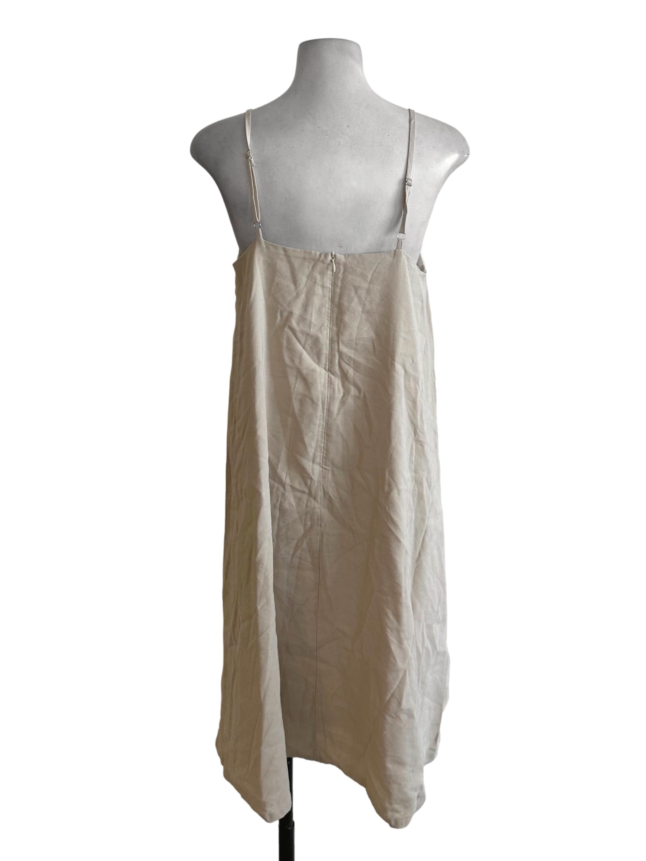 Khaki Beige V Neck Shift Dress TEM