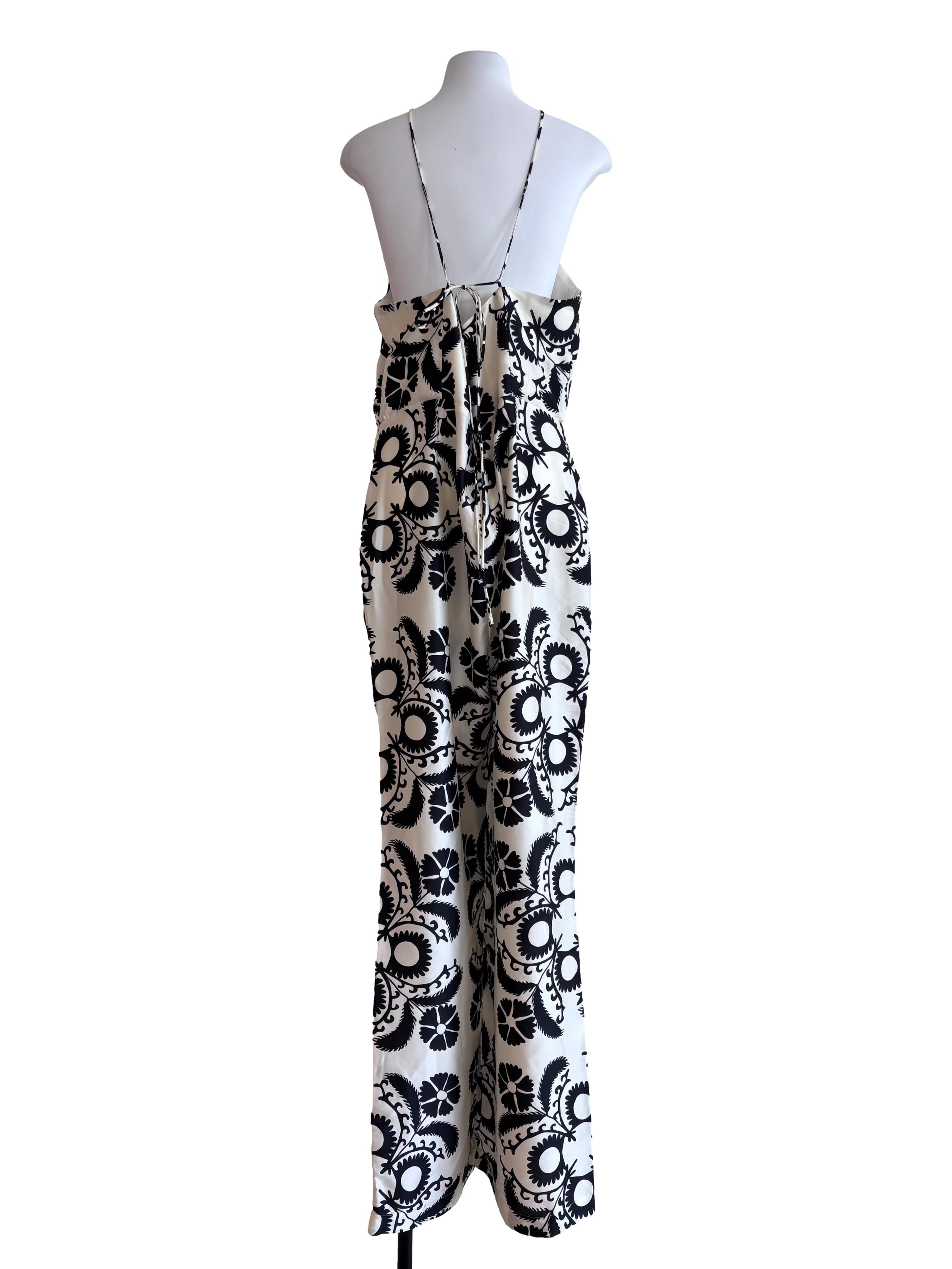 Cream Printed Halter Jumpsuit