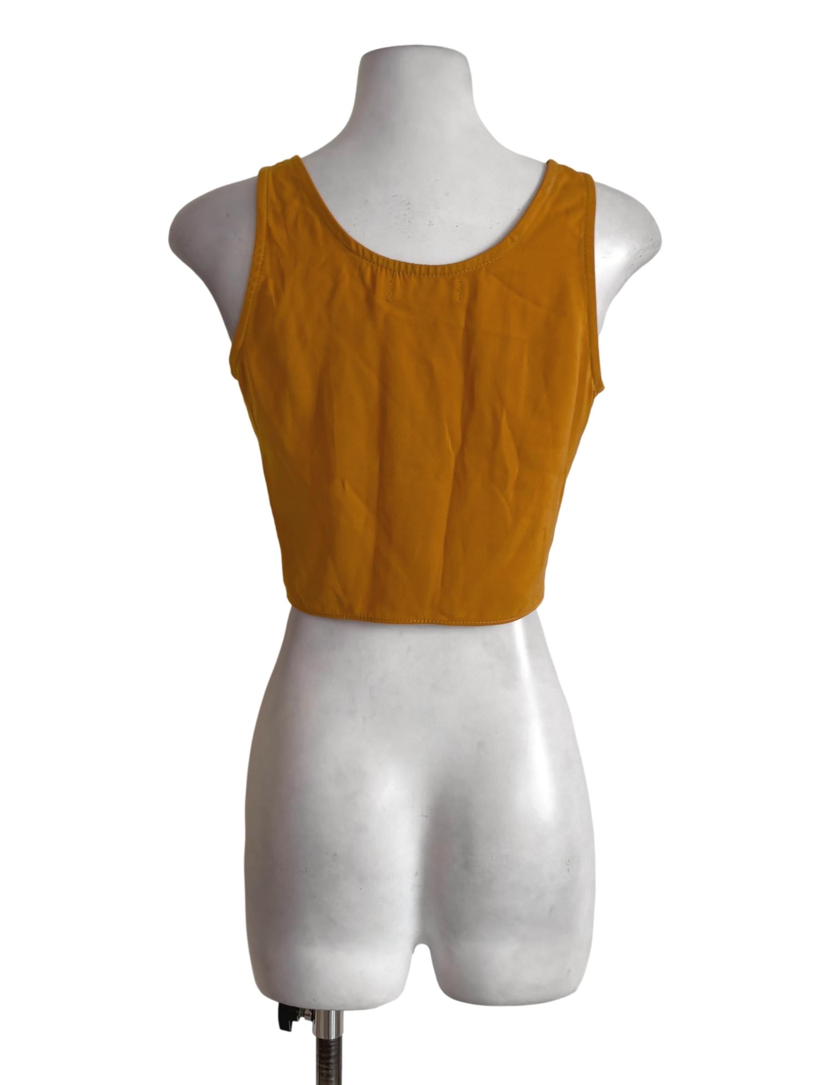 Mustard Front Knot Crop Top