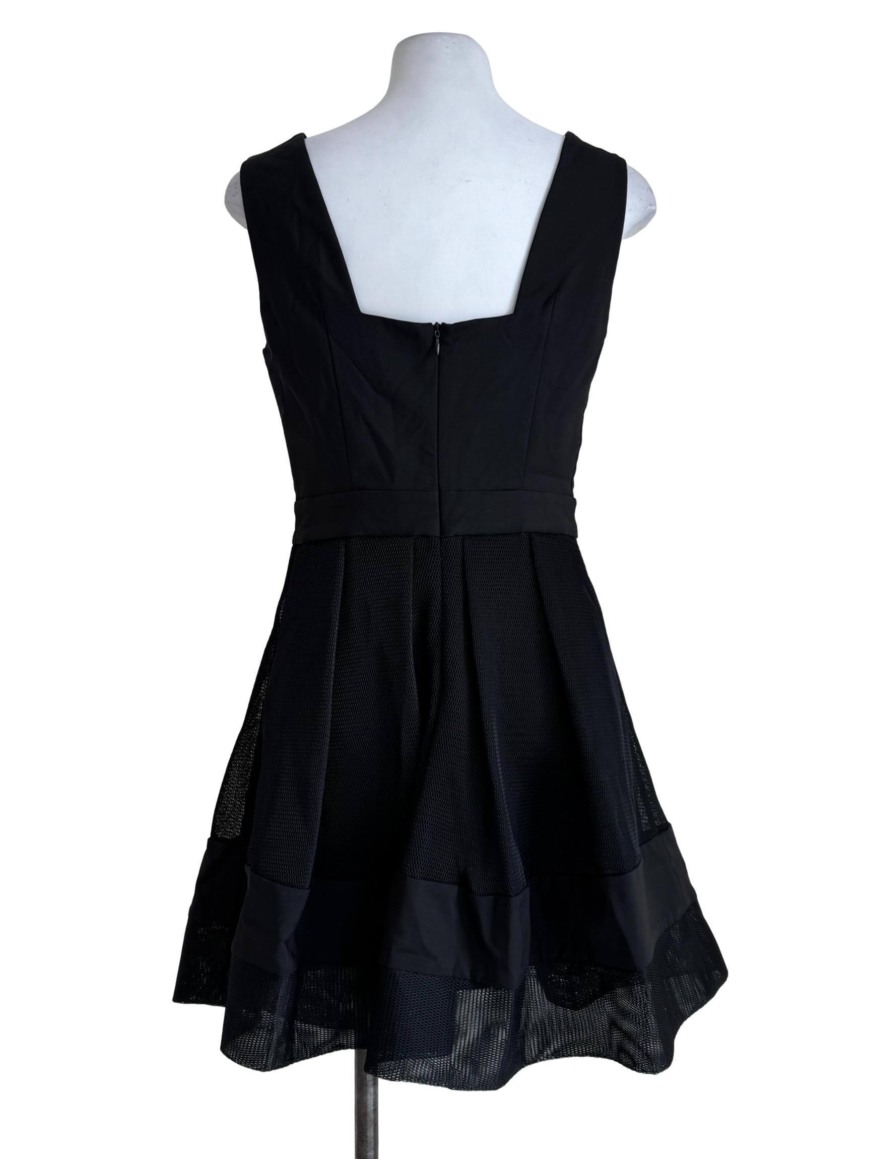 Mesh Black Square Neck Dress