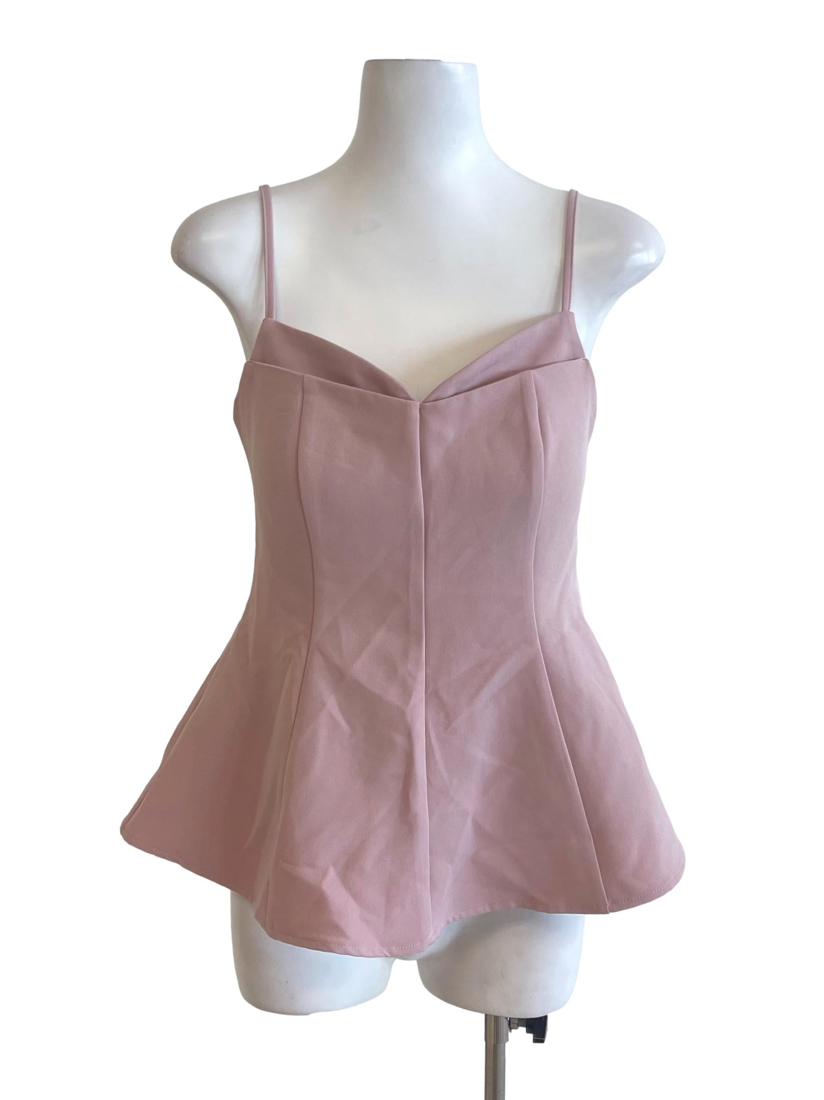 Pink Flamingo Spaghetti Strap Peplum Top