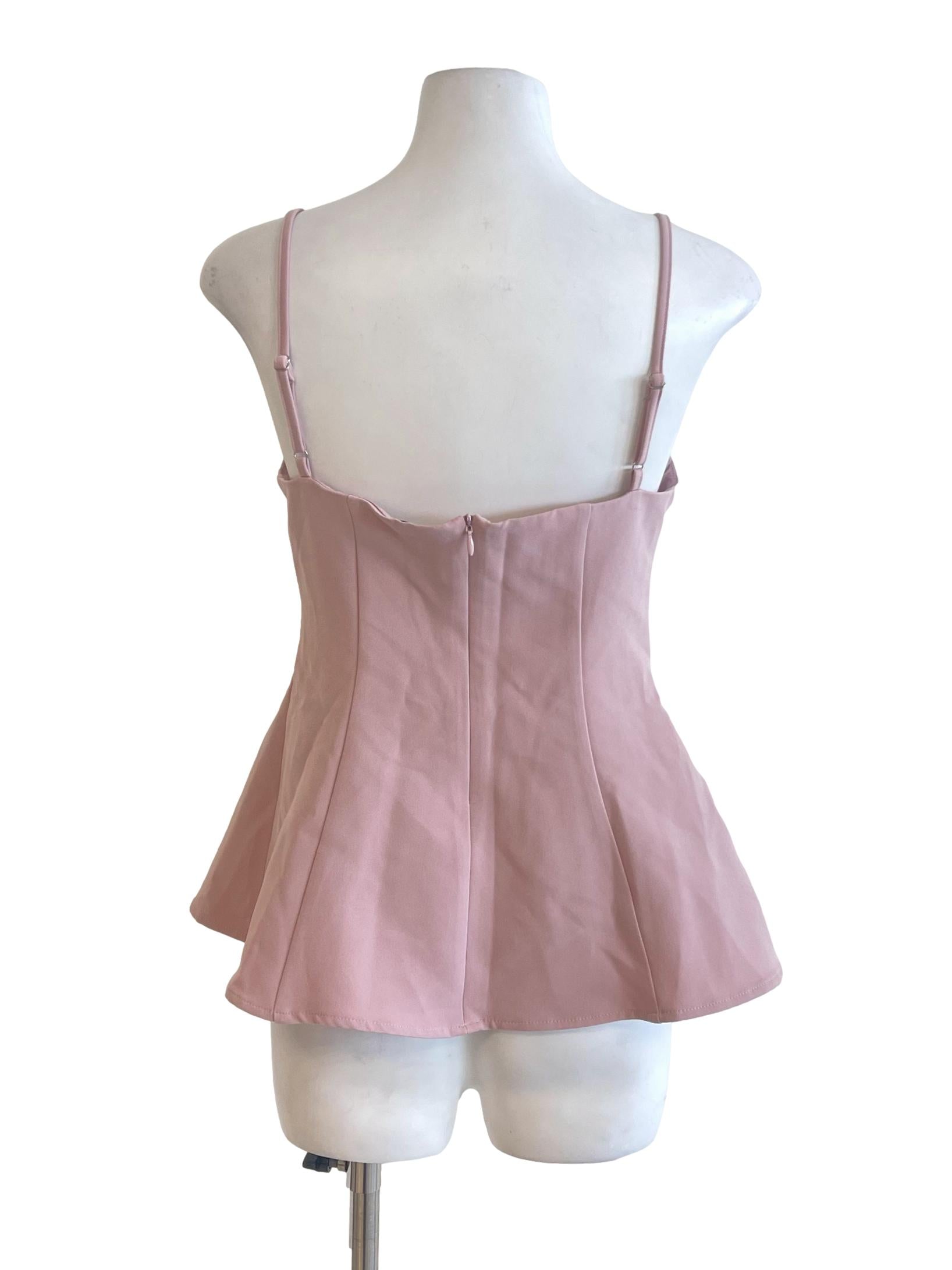 Pink Flamingo Spaghetti Strap Peplum Top