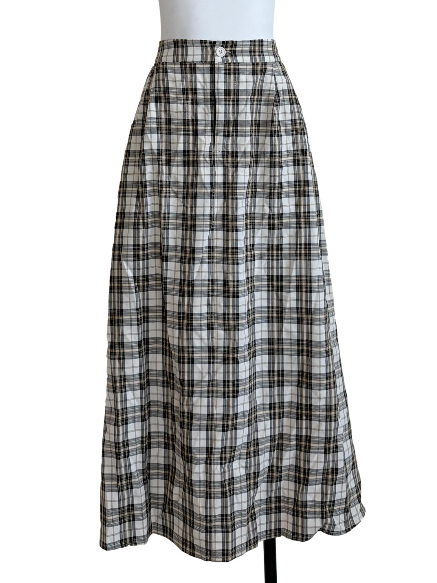 Multicolor Checkered A-Line Skirt