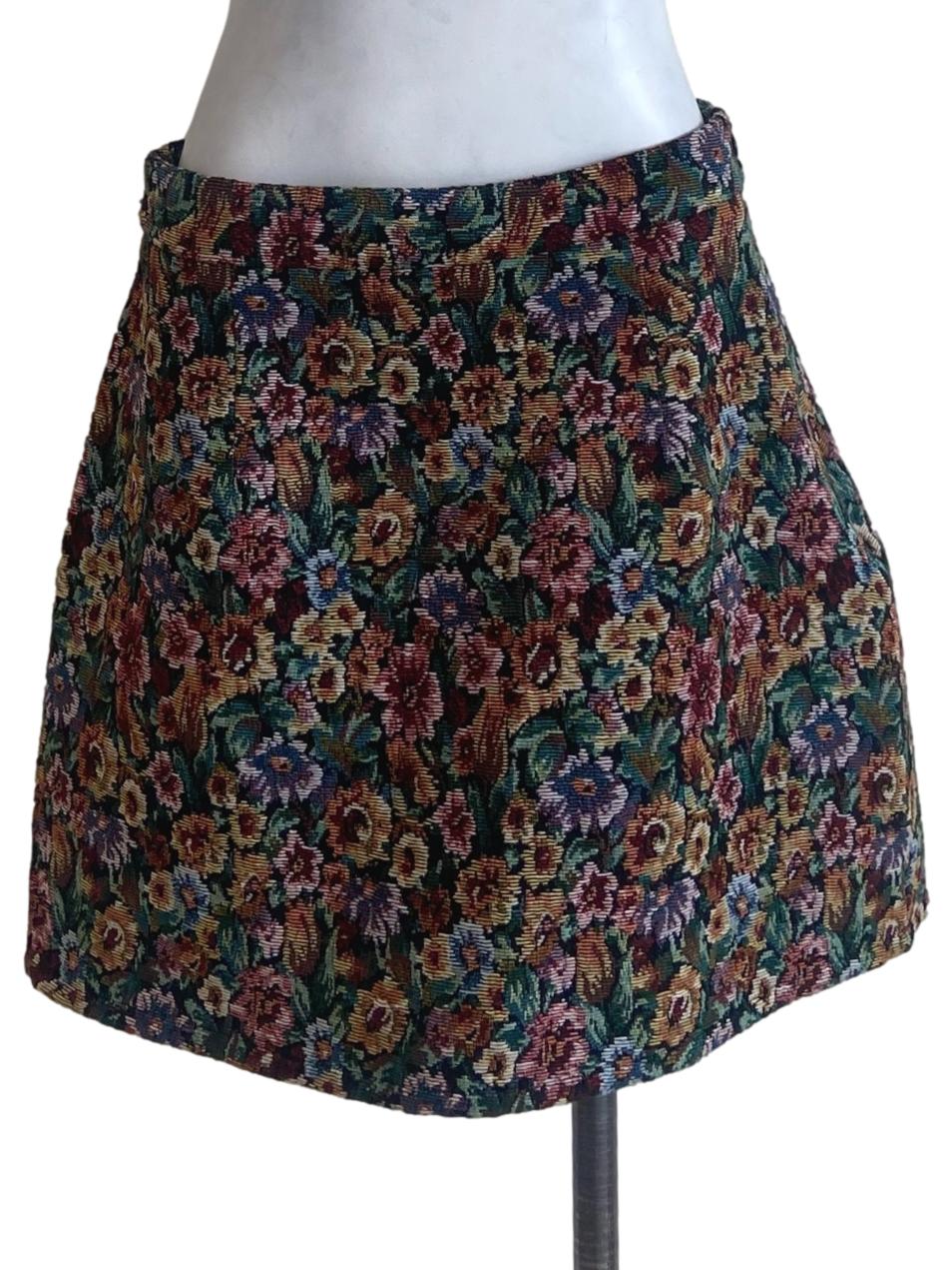 Black & Floral Mini Skirt