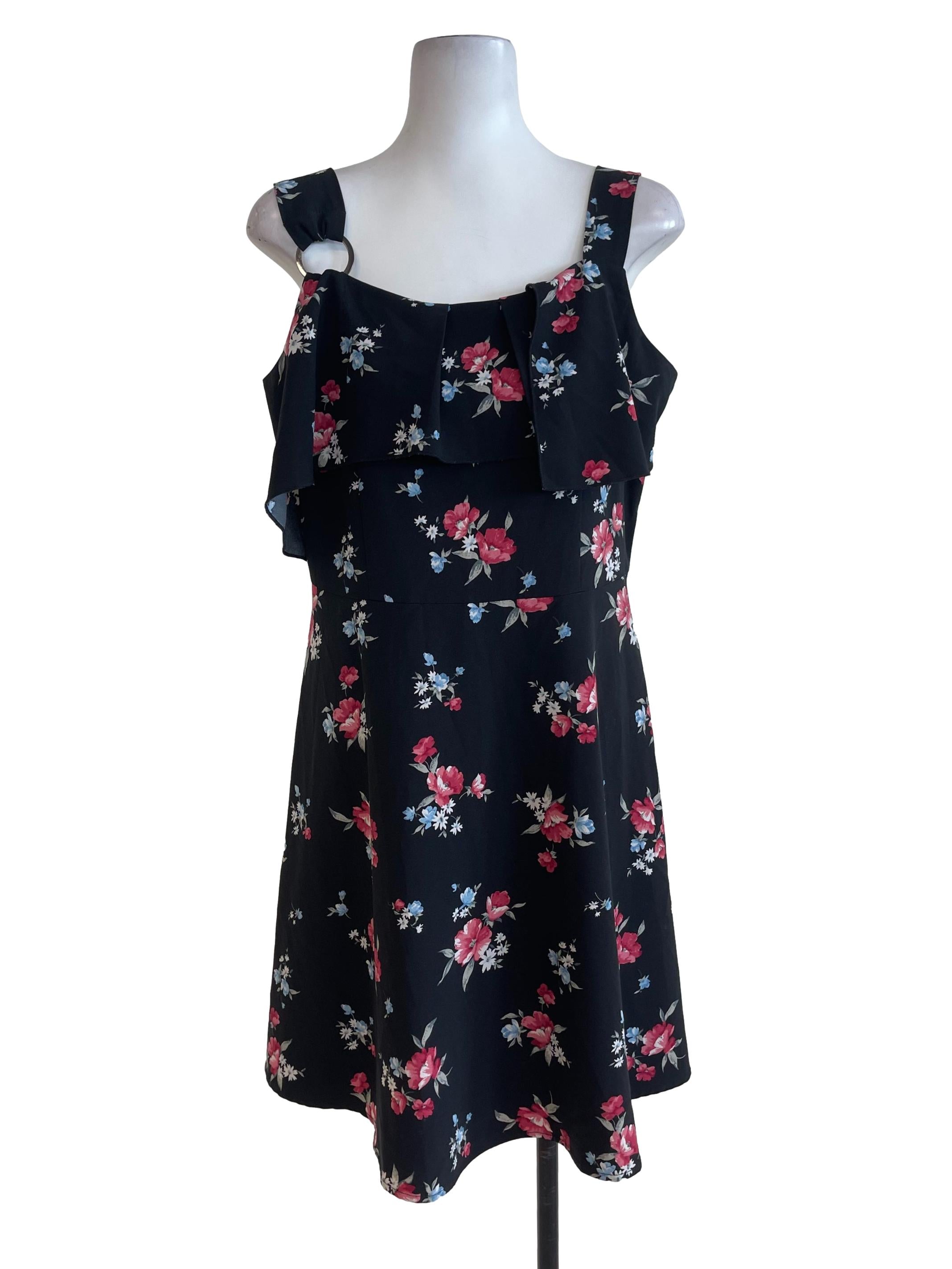 Black Blossom A Line Dress