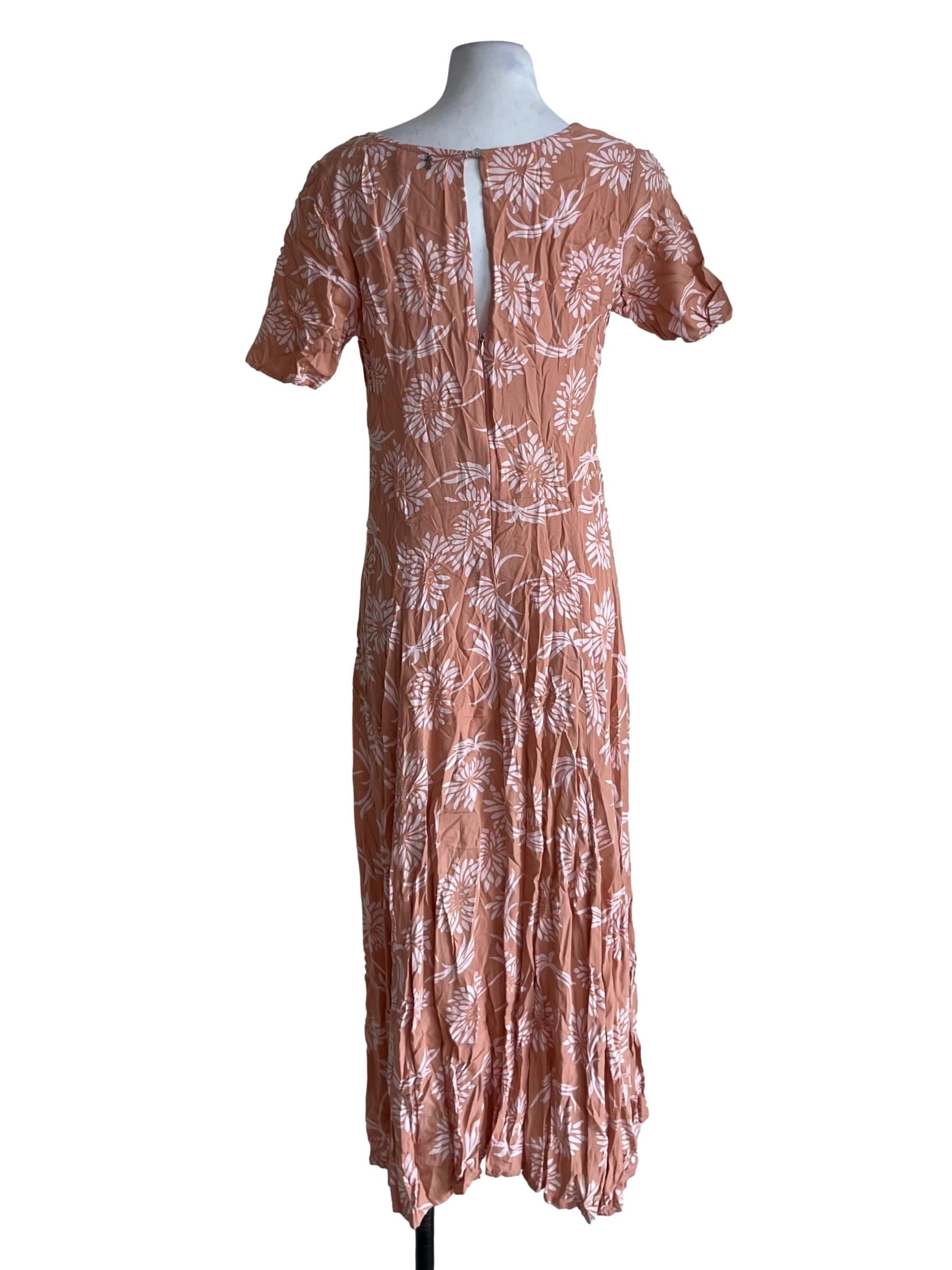 Peach Pink Floral Empire Dress