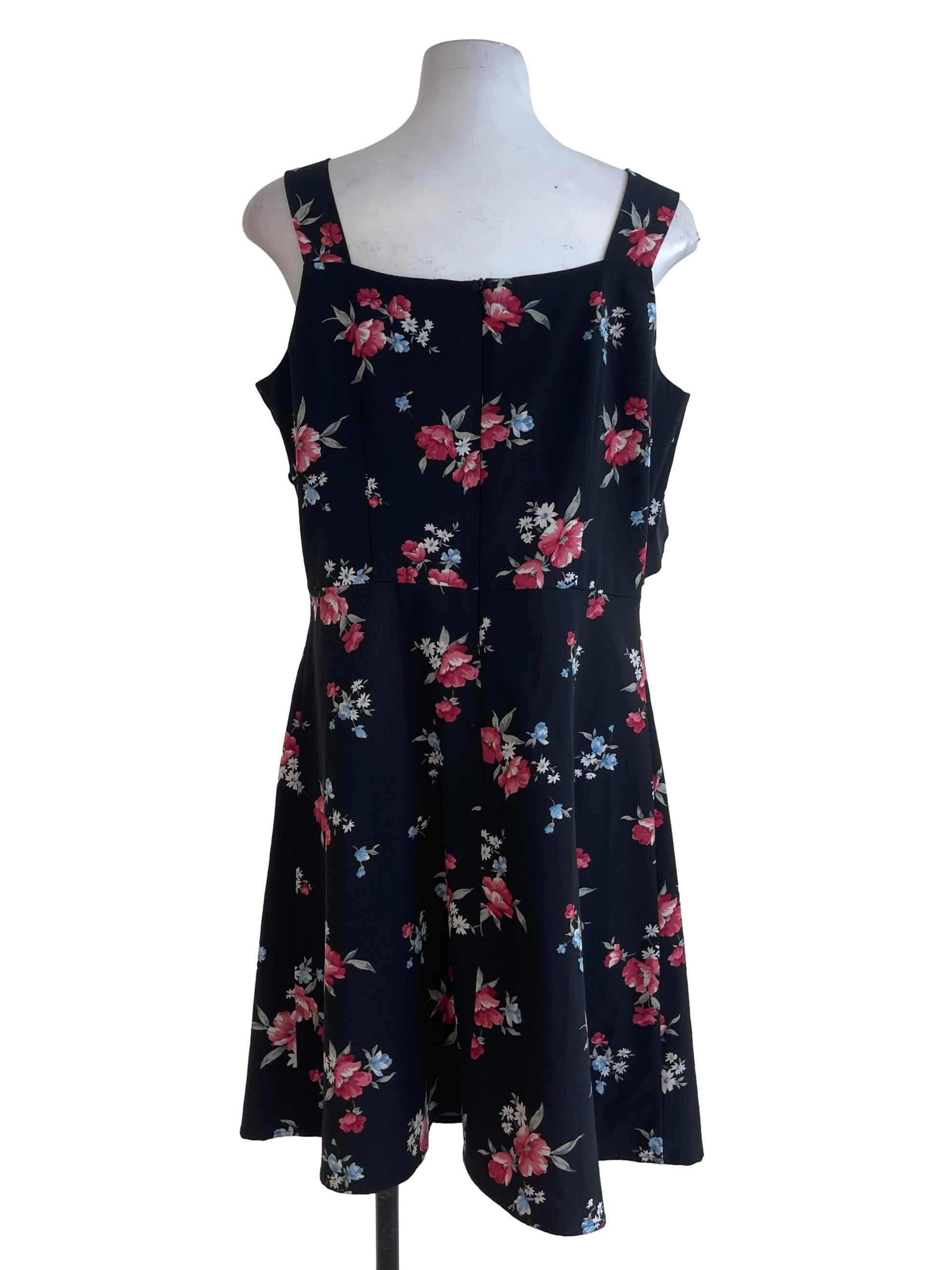 Black Blossom A Line Dress