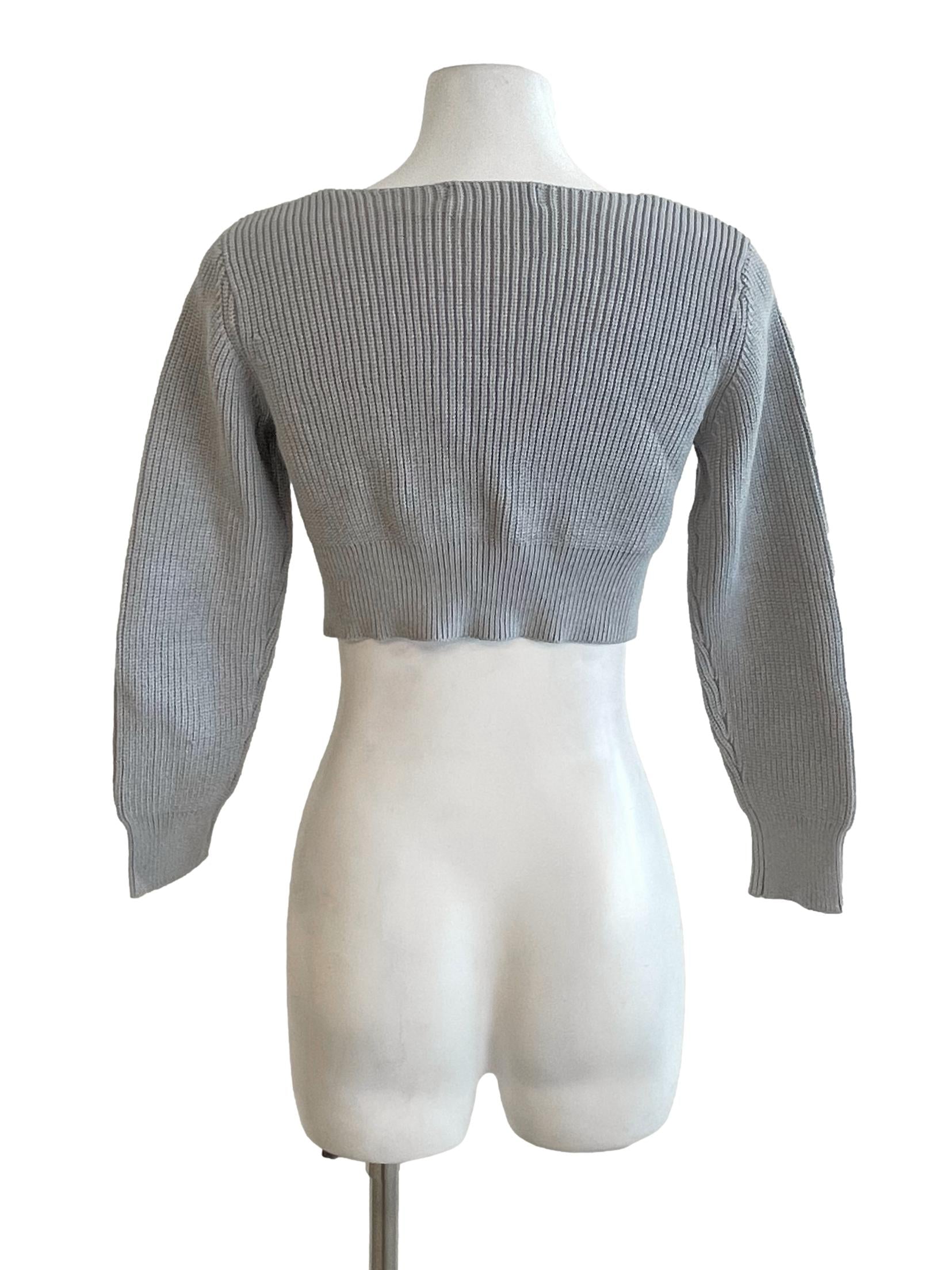 Grey Knitted Crop Cardigan