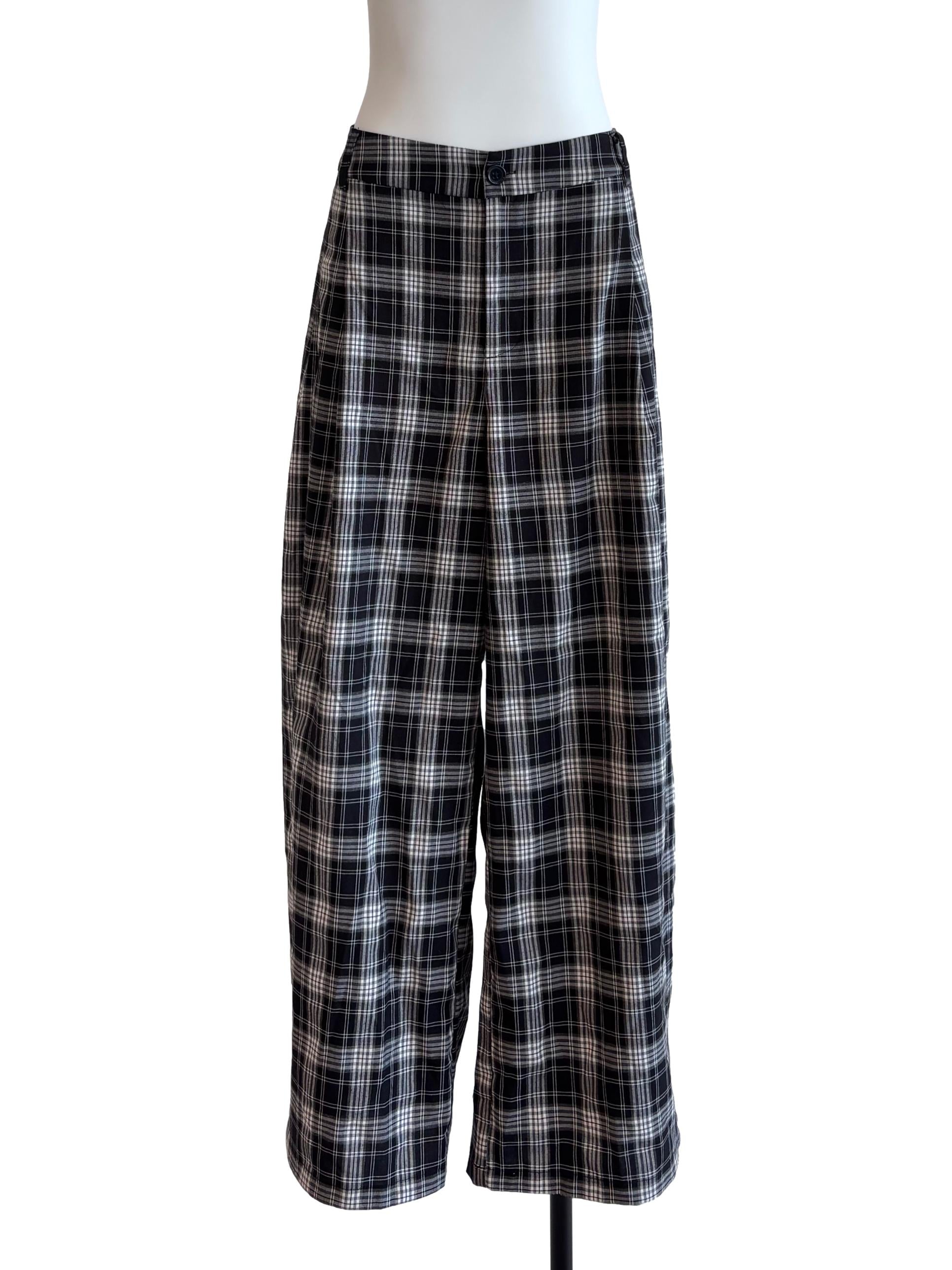 Black Checkered Wide Pants TTR