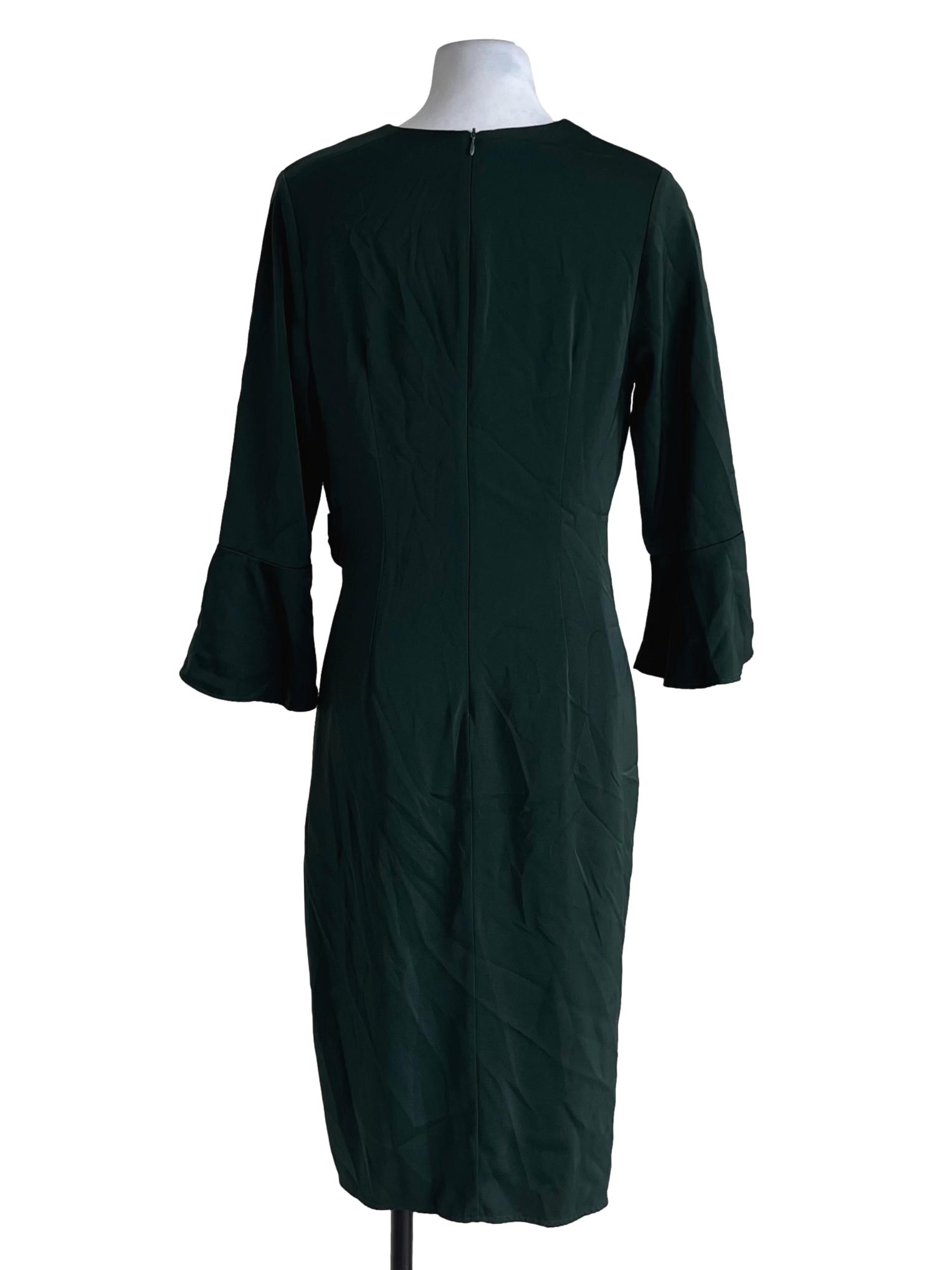 Pine Green V-Neck Empire Dress