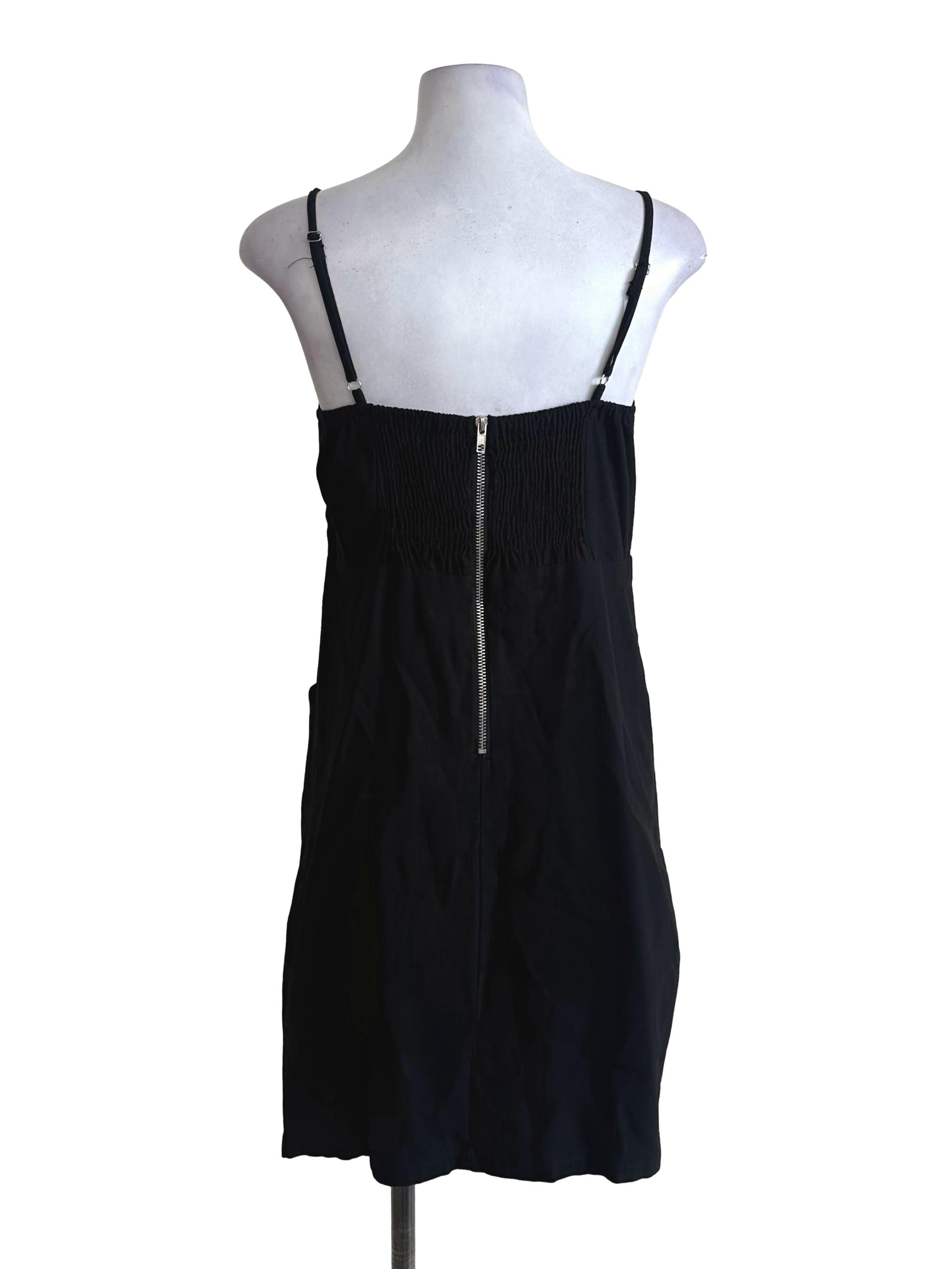 Onyx Black Square Neck Button Dress TEM