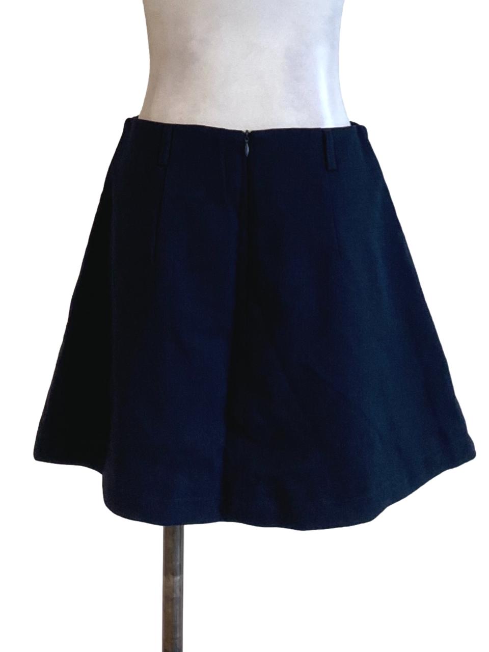 Navy Blue Zip Up Mini A-Line Skirt
