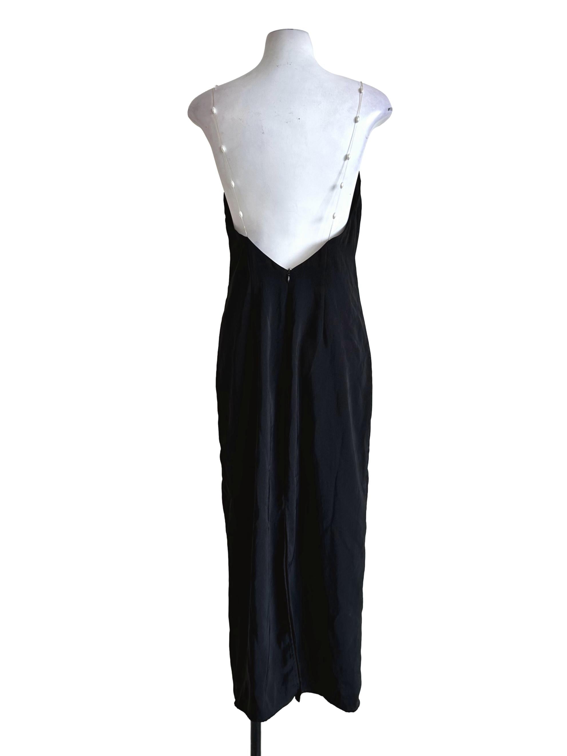 Black Padded Sleeveless Maxi Dress YHF