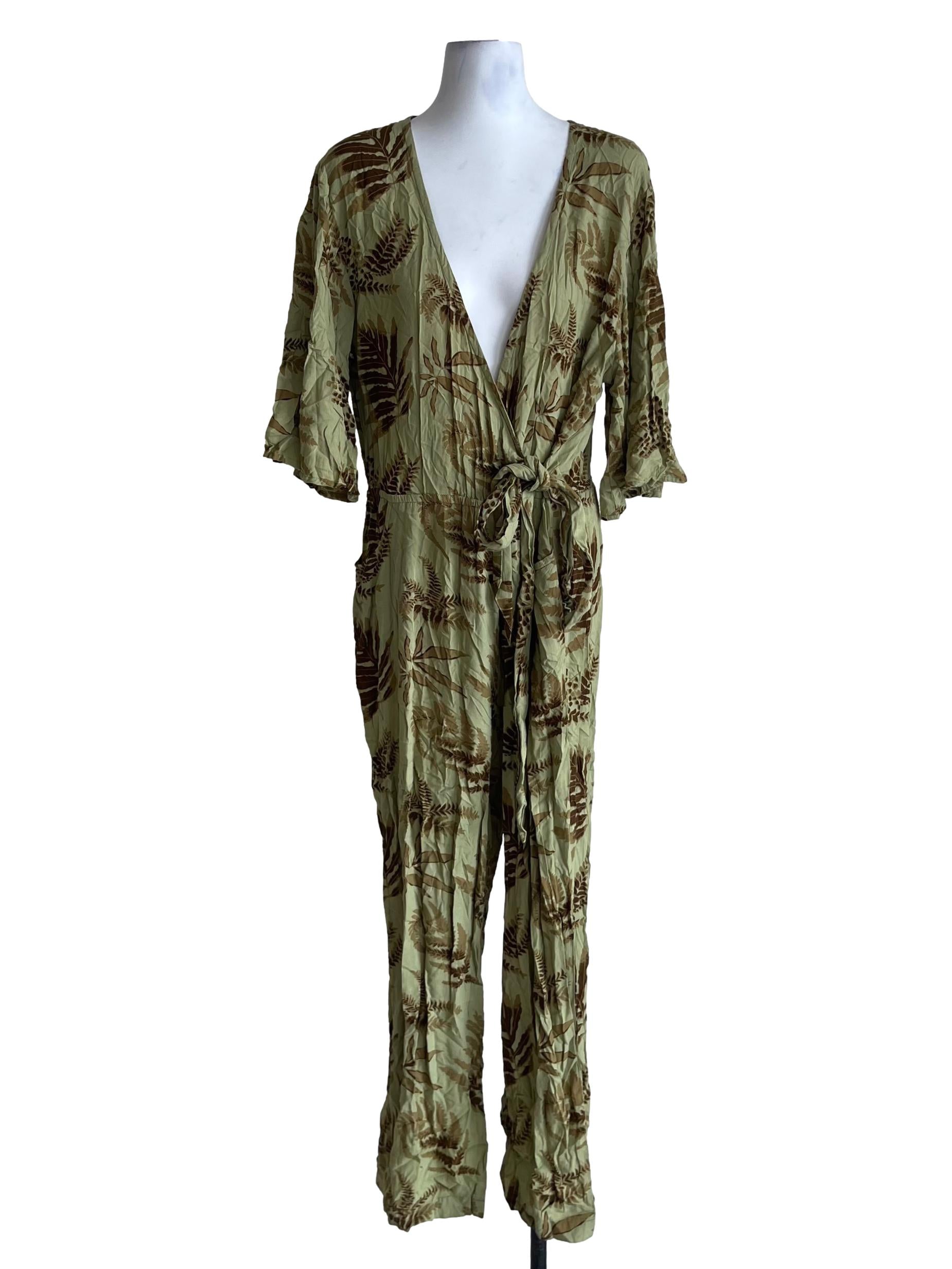 Olive Green Floral Jumpsuit