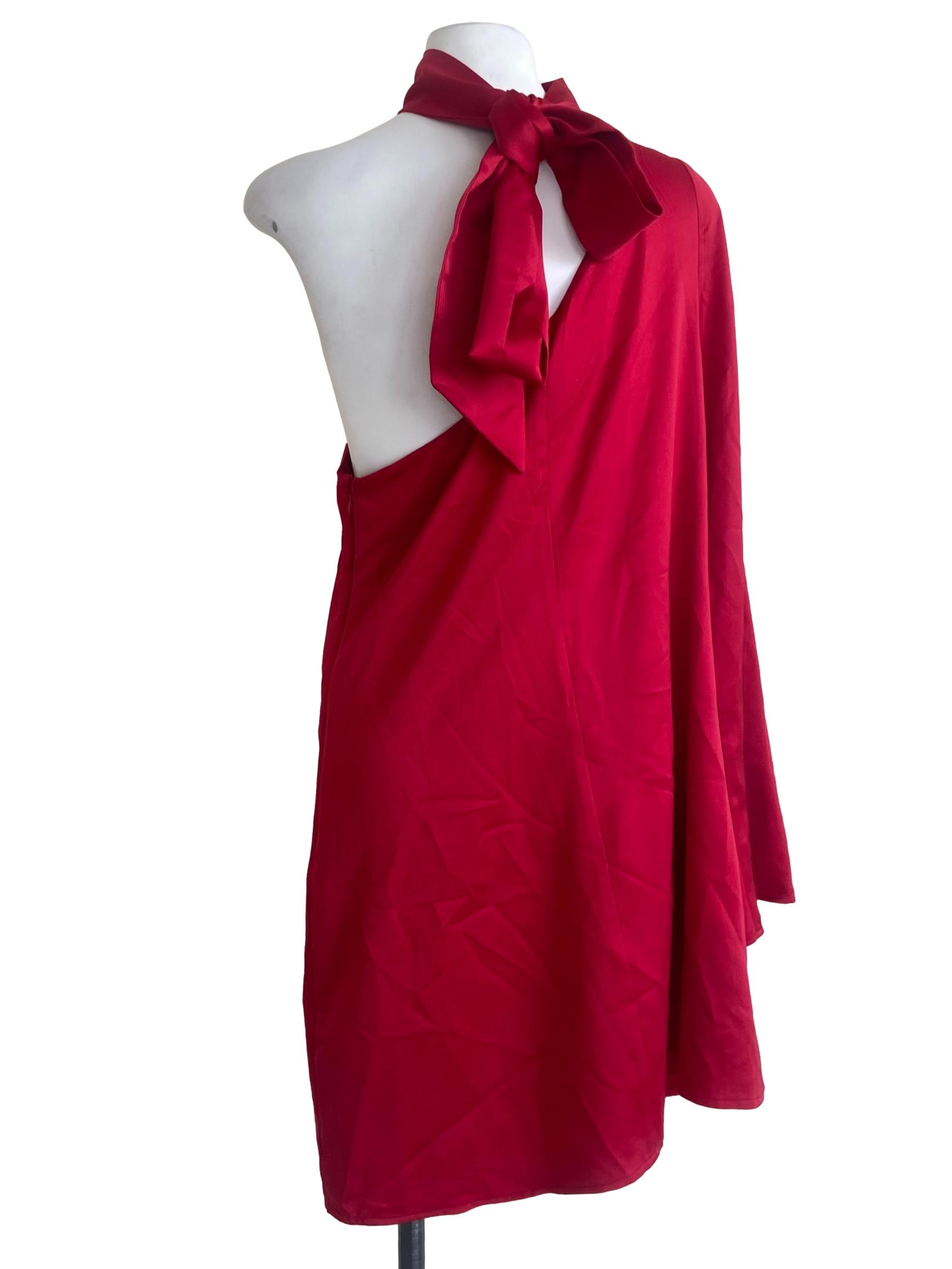 Rose Red One Sholuder Twill Blouse