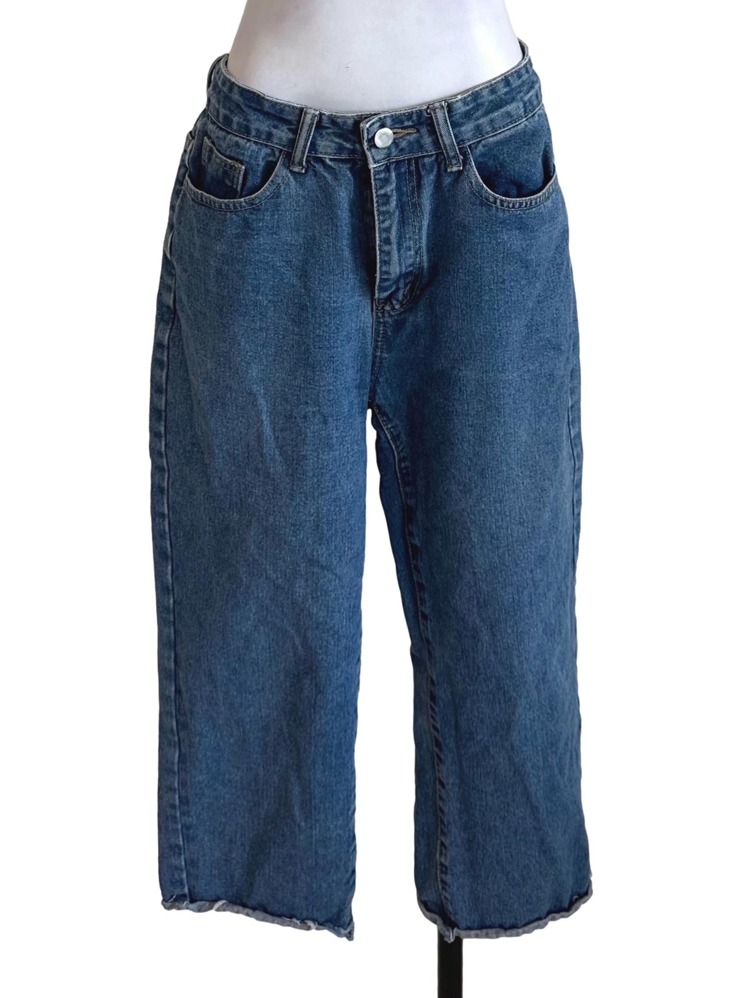 Medium Blue Denim Cropped Jeans