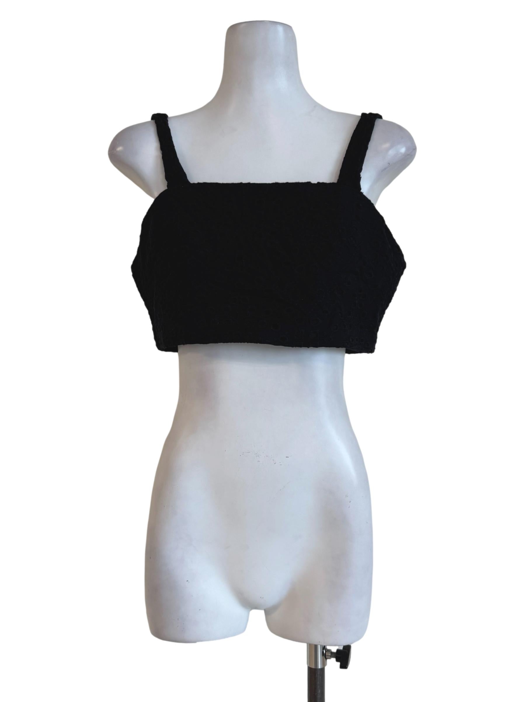 Black Eyelet Cropped Top
