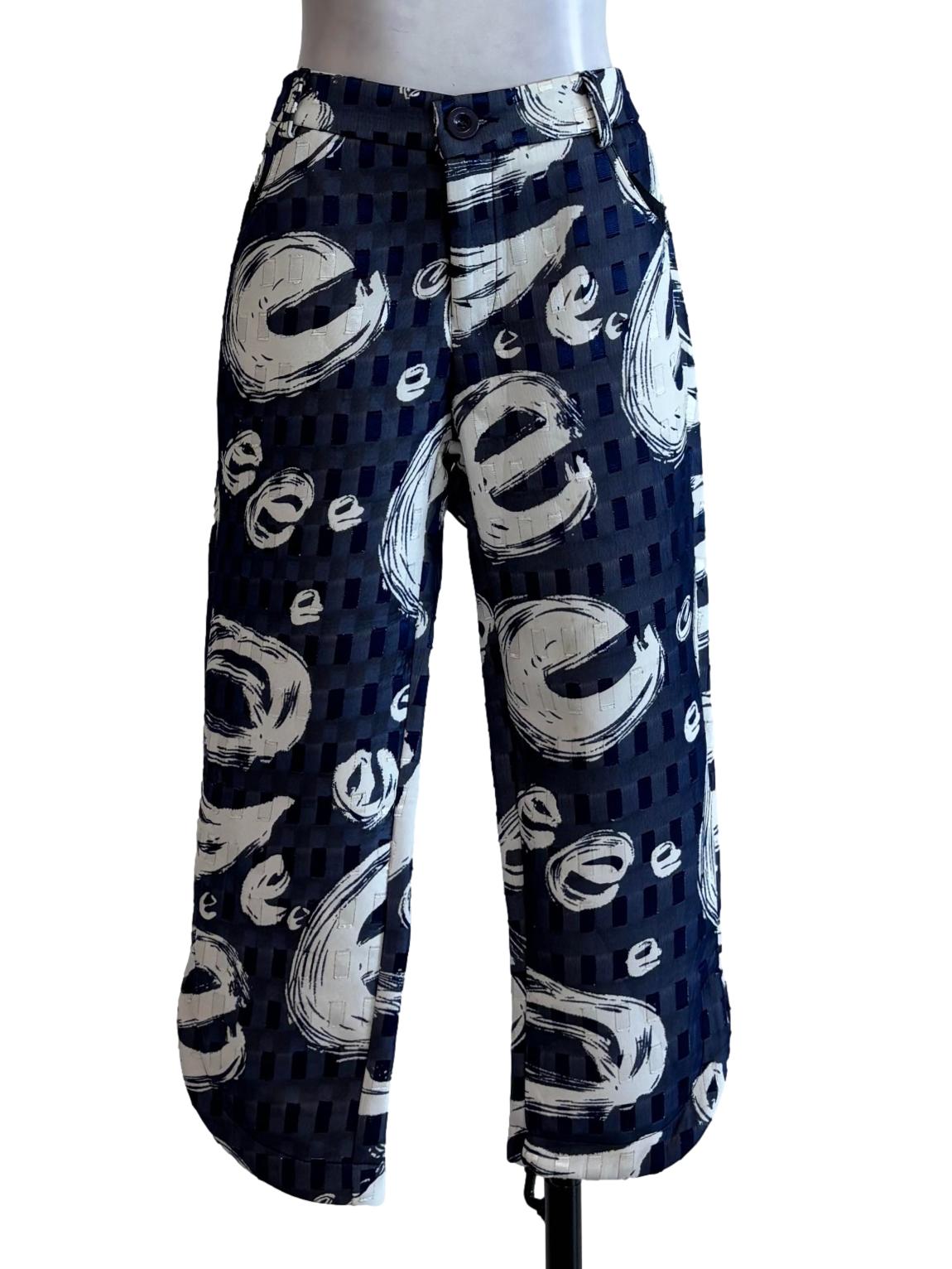 Blue Printed Capri Pants