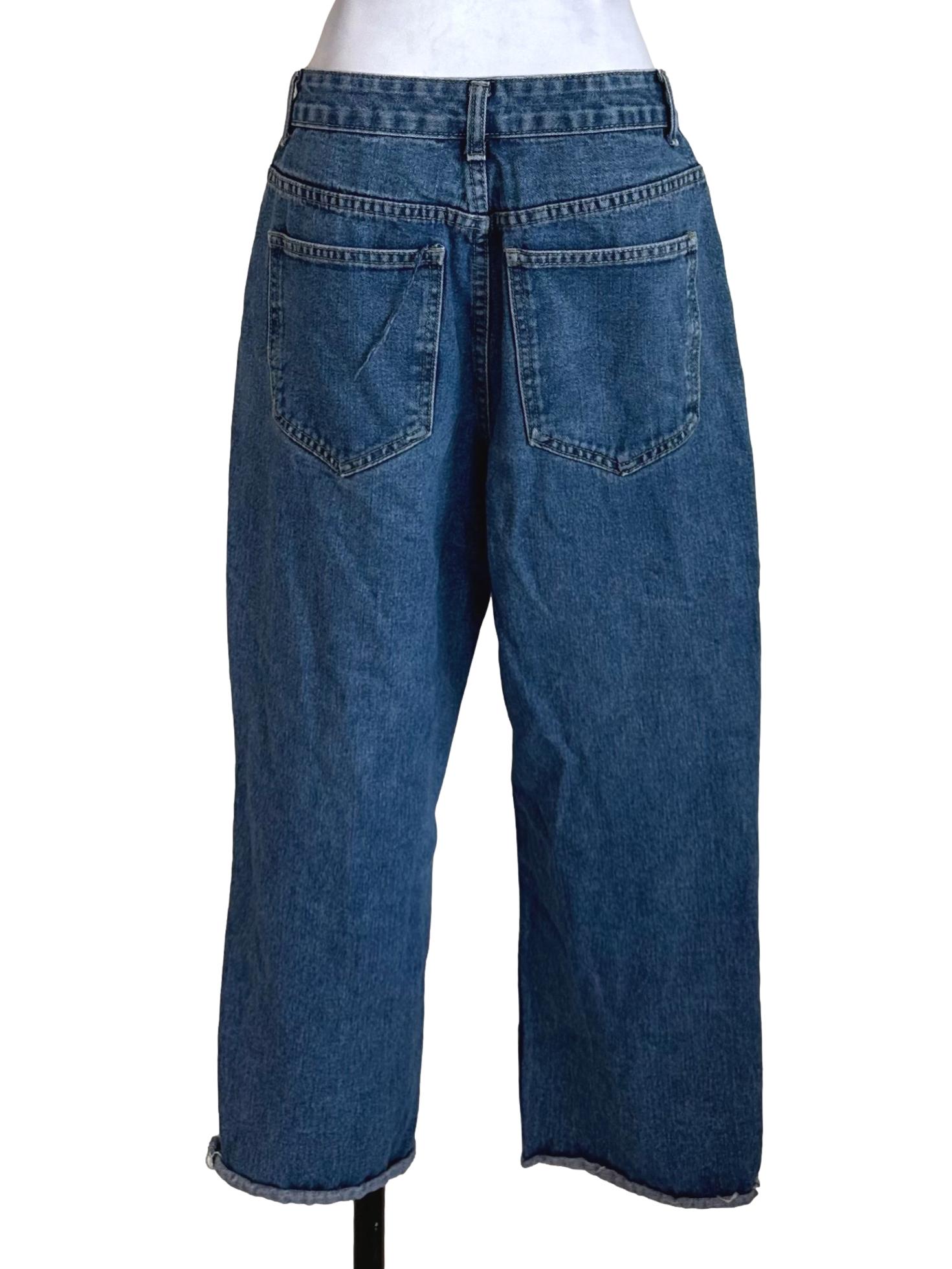 Medium Blue Denim Cropped Jeans