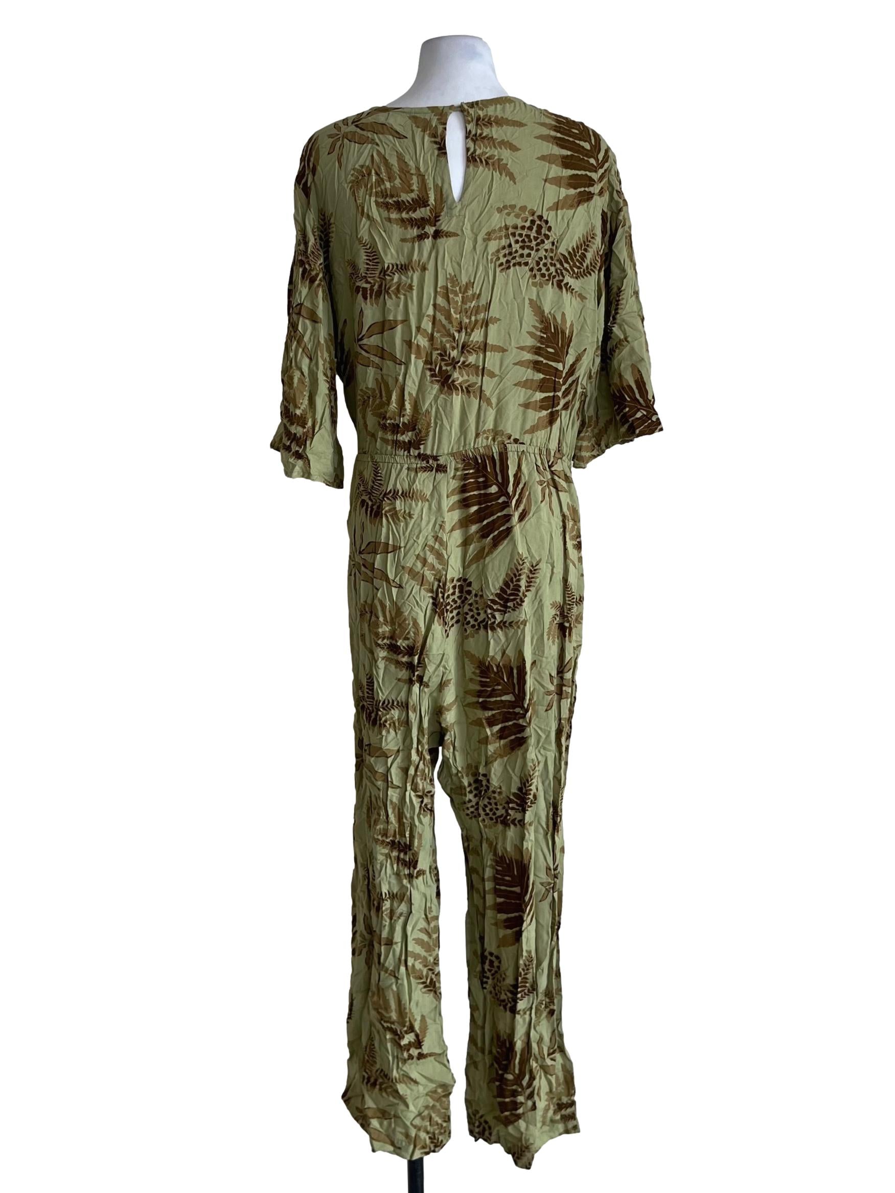 Olive Green Floral Jumpsuit