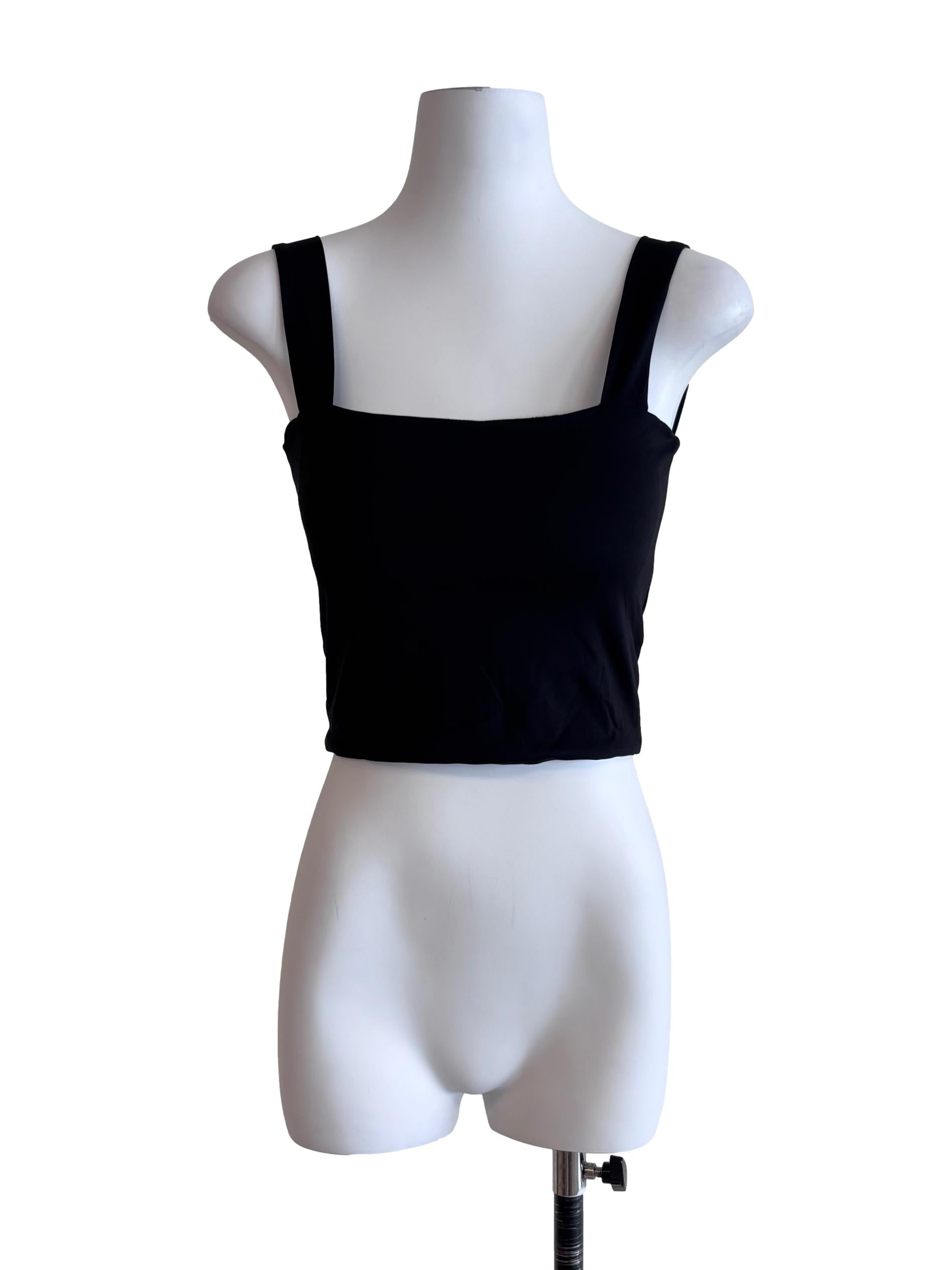Oil Black Fitted Square Neck Cami Top
