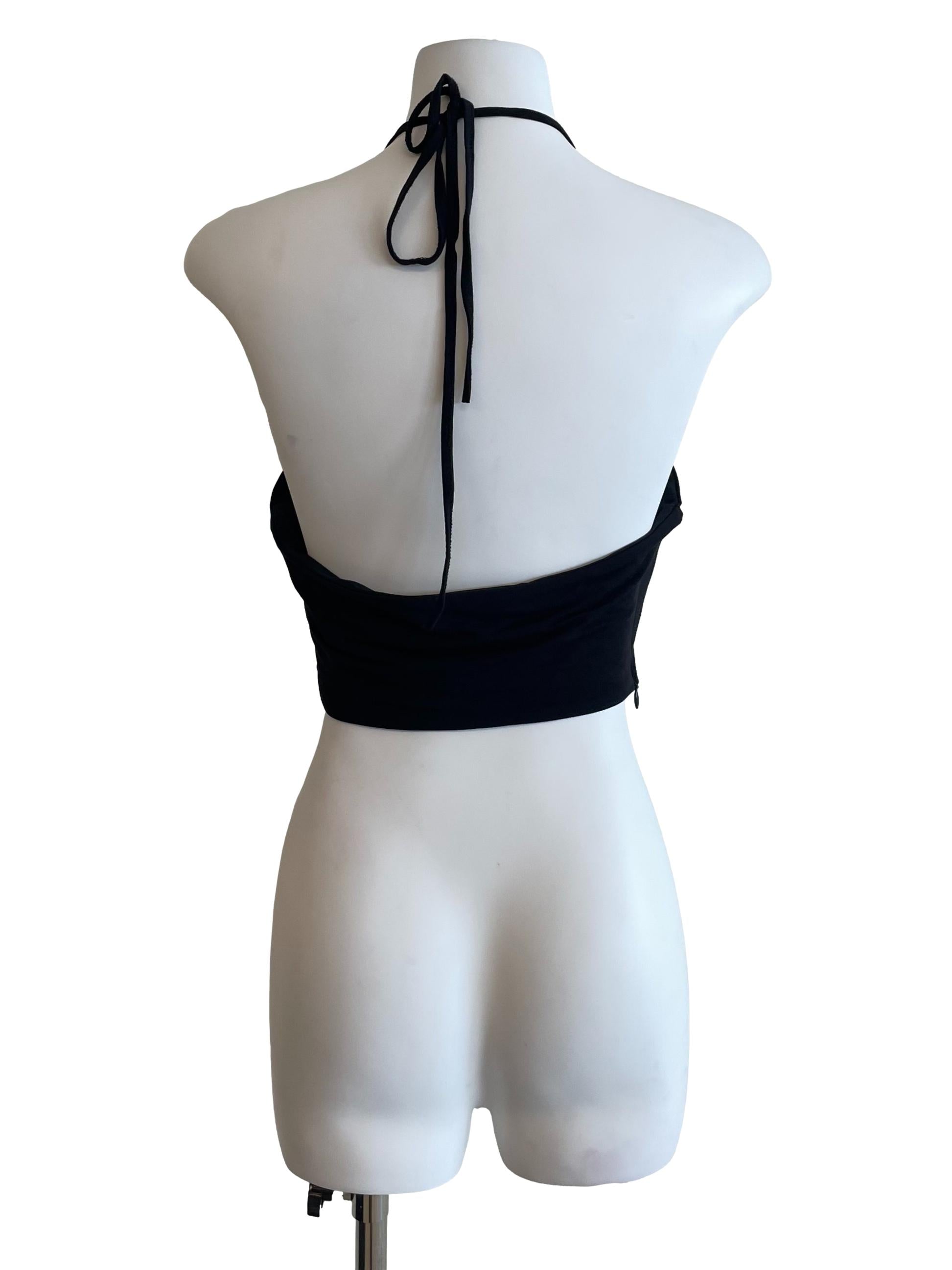 Black Halter Tie Straps Halter Neck Top