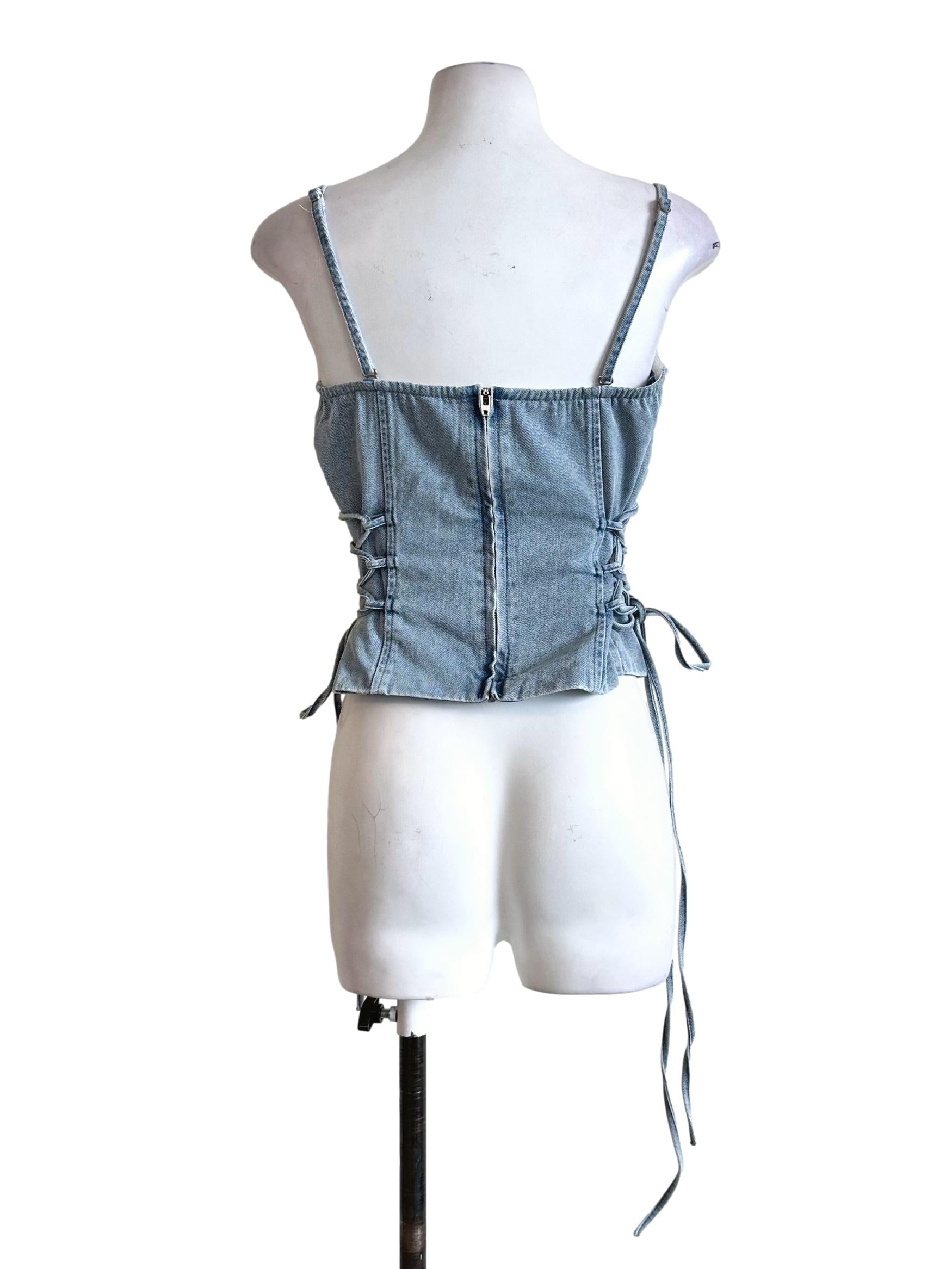 Blue Denim Padded Sleeveless Top