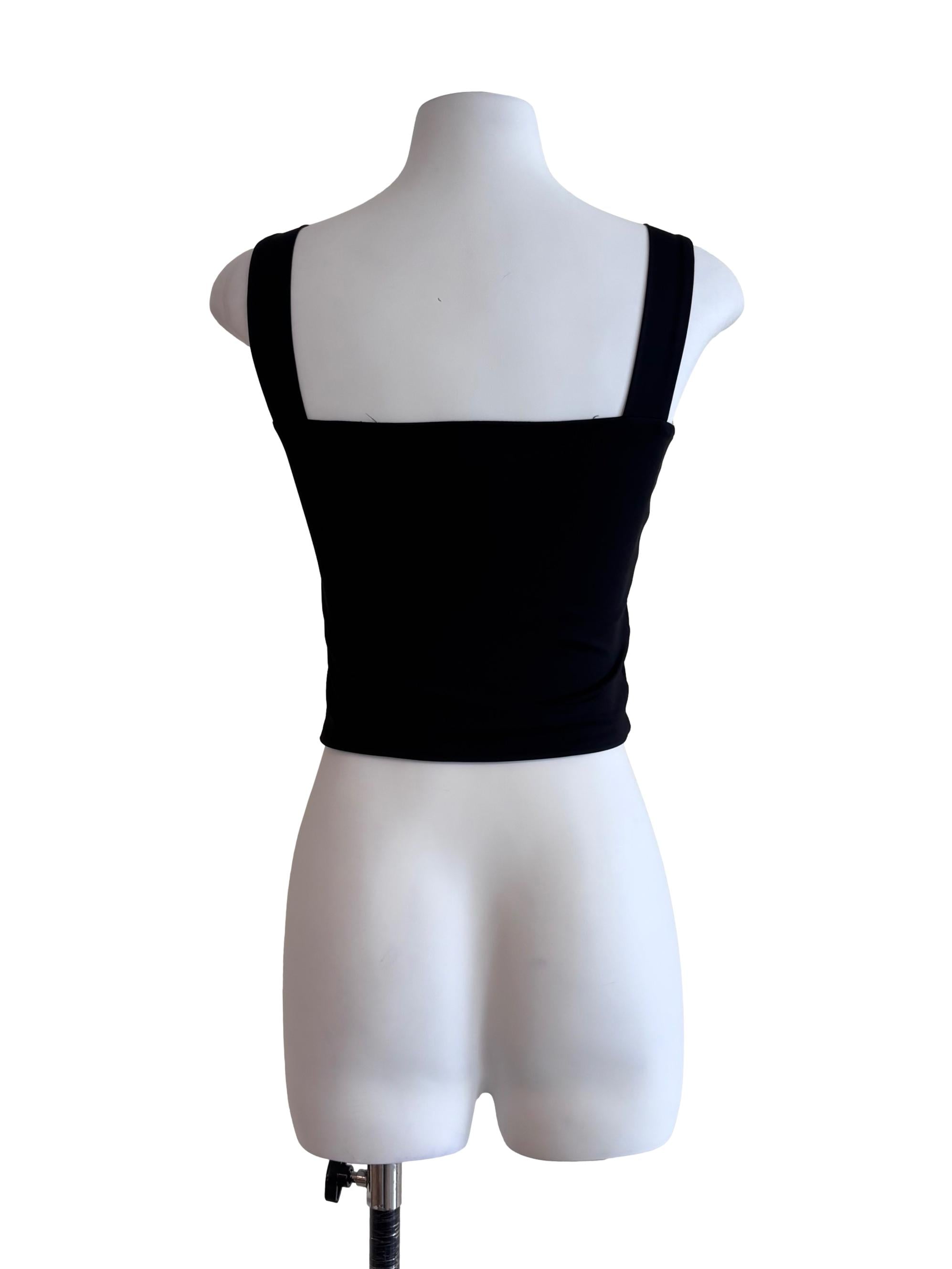 Oil Black Fitted Square Neck Cami Top