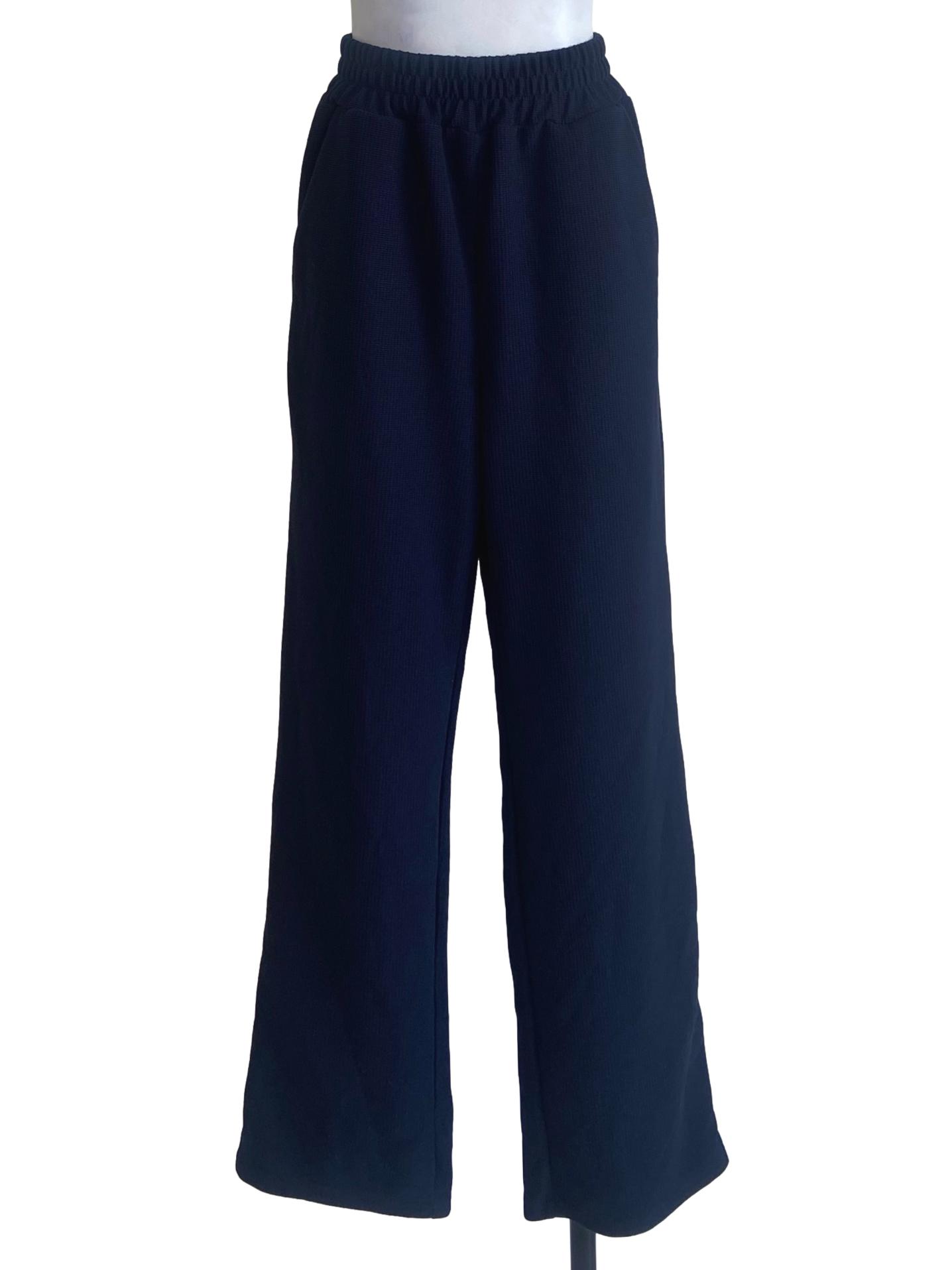 Navy Blue Twill Straight Pants