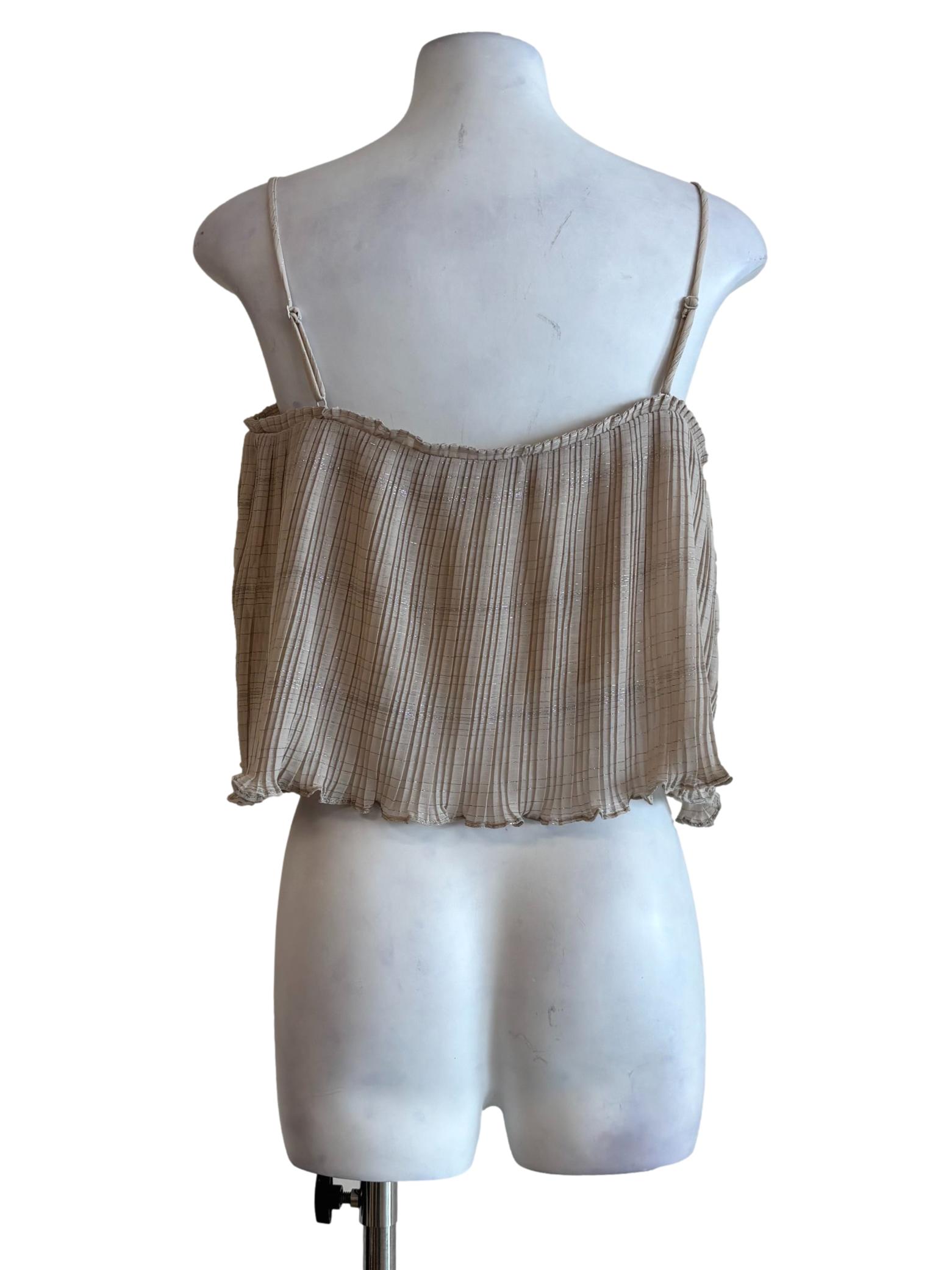 Coconut Pleated Ruffle Top
