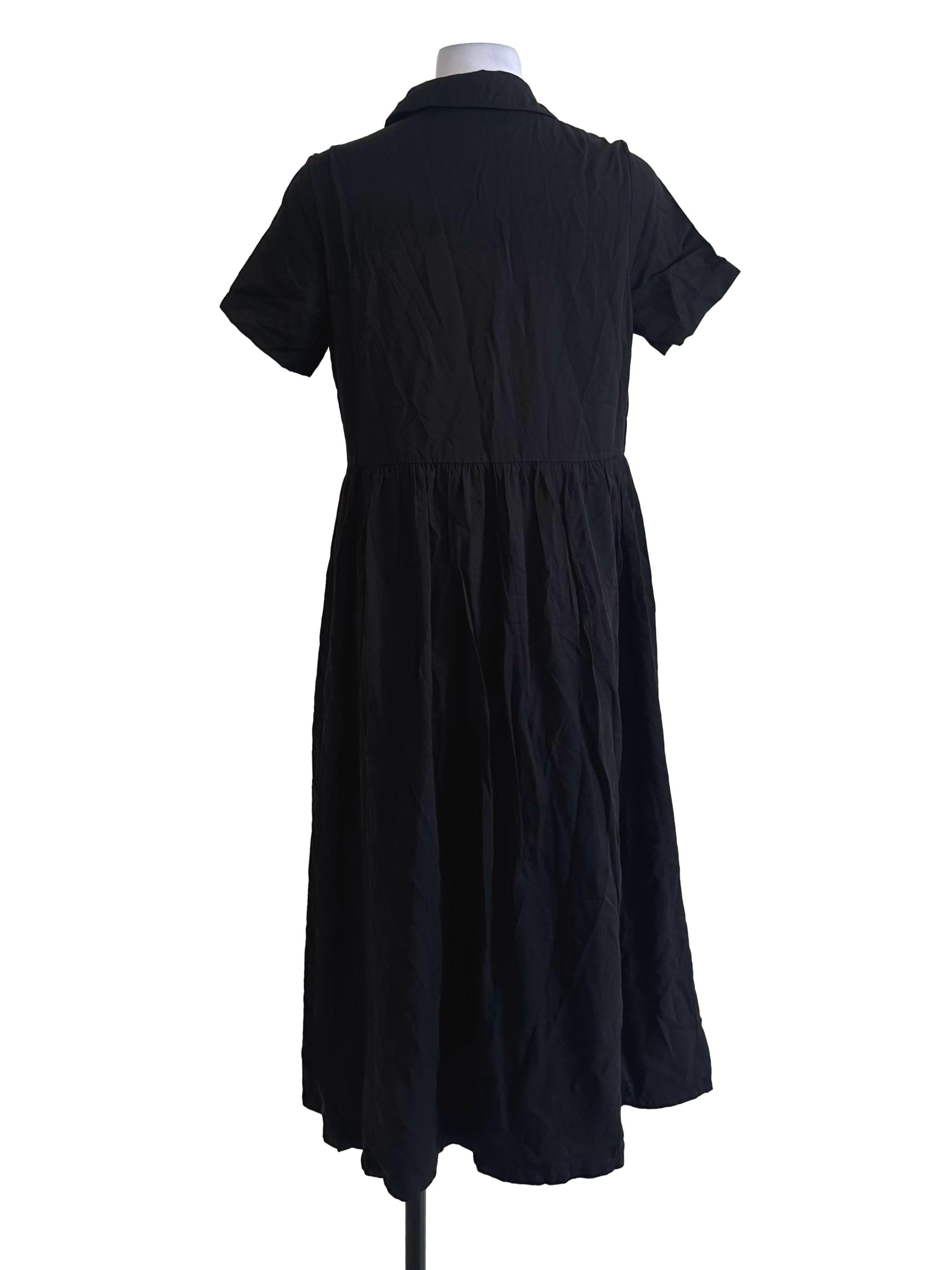 Raven Black V Neck Collar Button Dress TEM