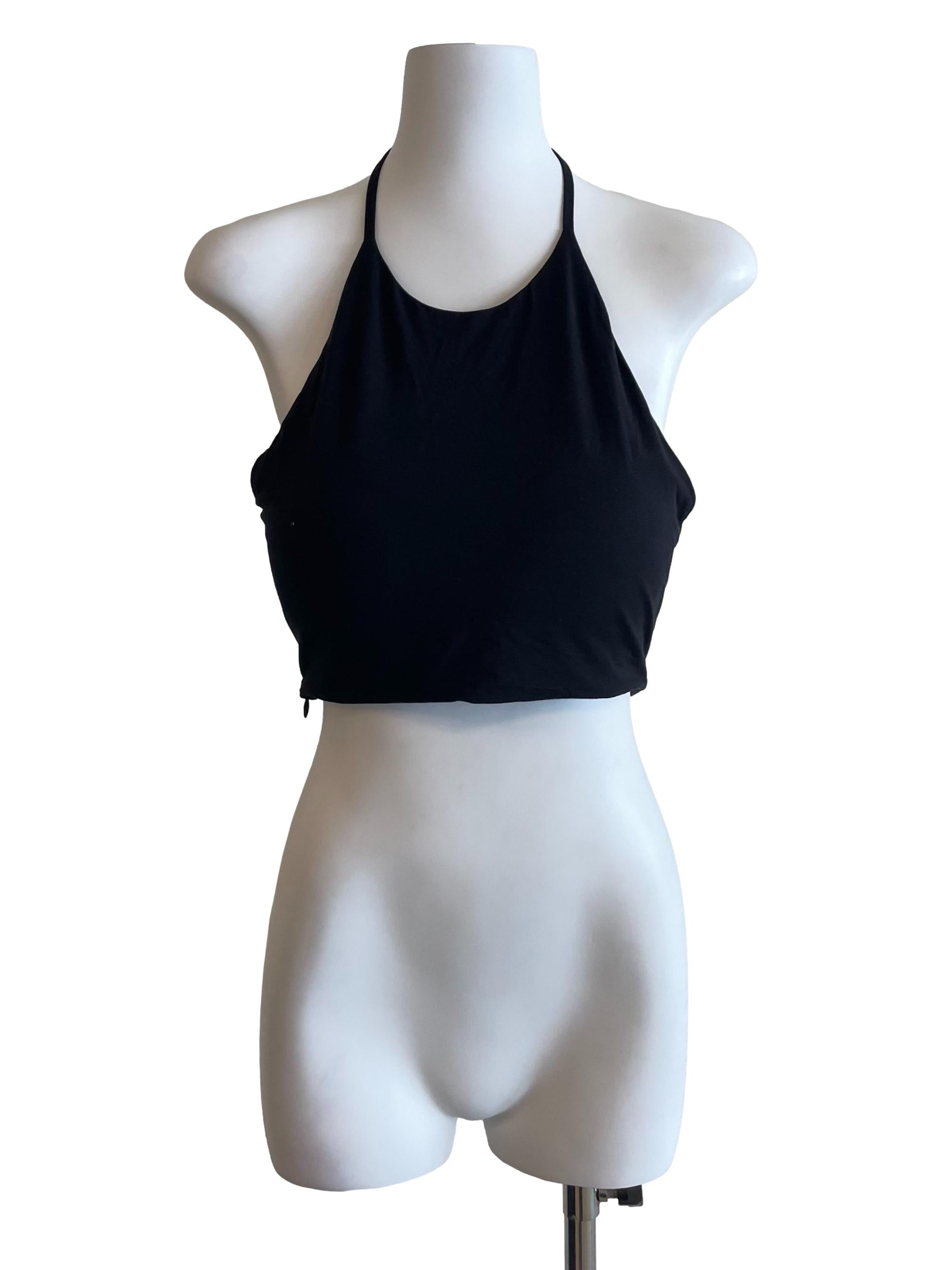 Black Halter Tie Straps Halter Neck Top