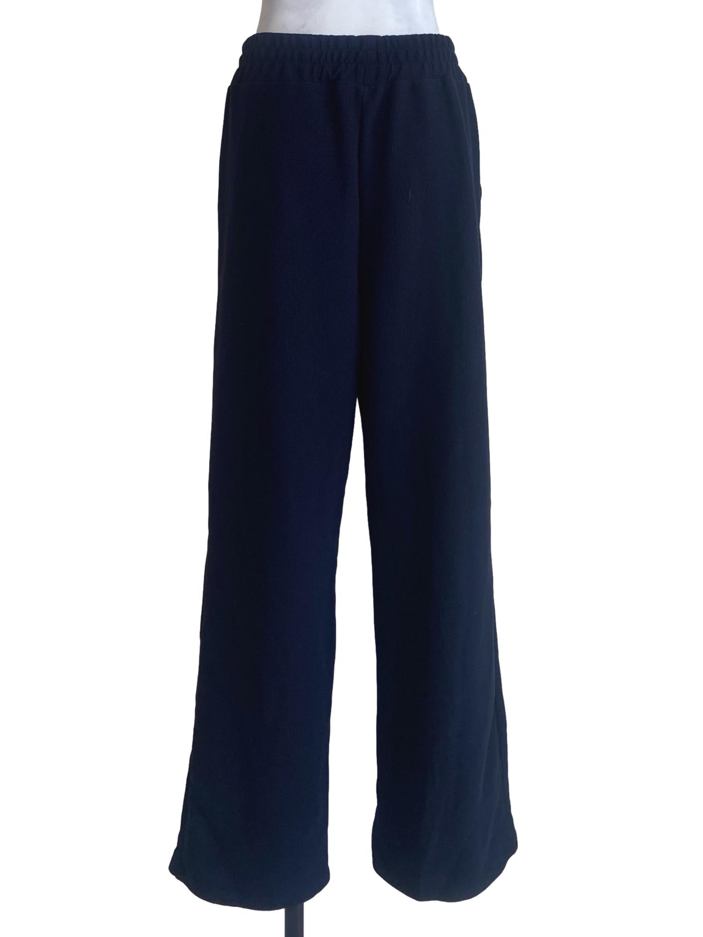 Navy Blue Twill Straight Pants