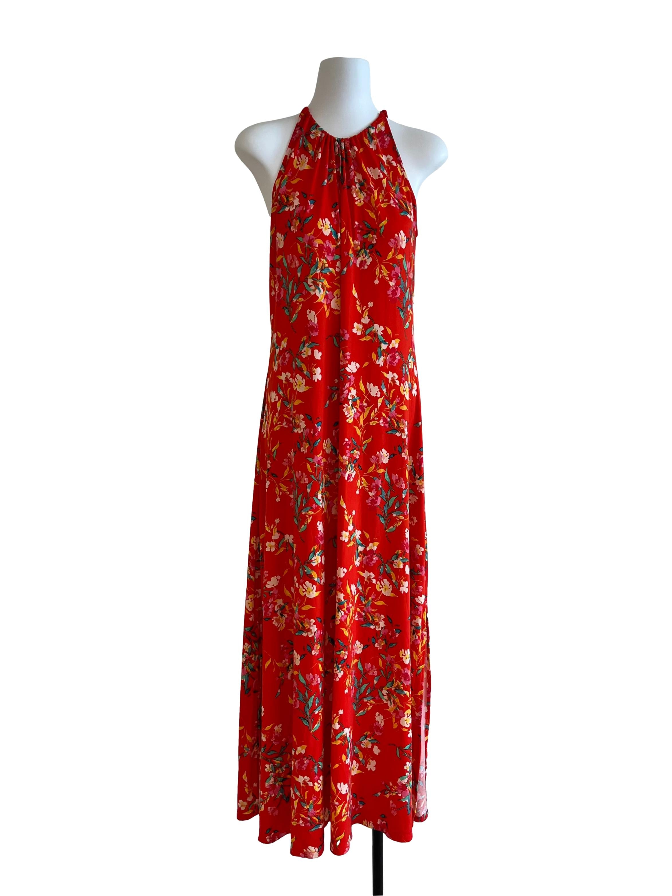Red Floral Prints Halter Dress CSN