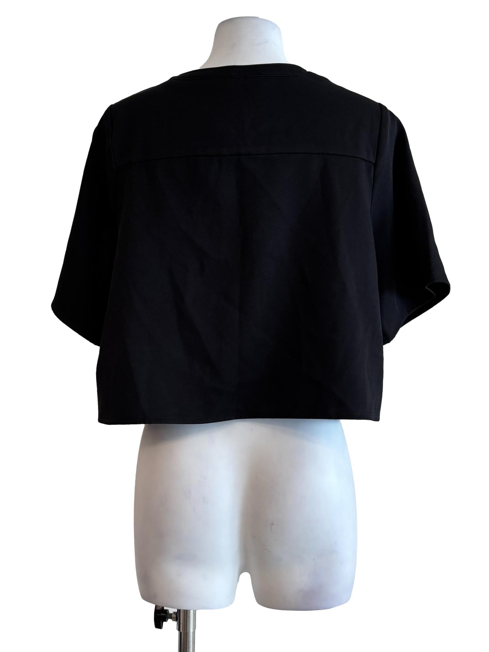 Slate Black Short Sleeve Button Top