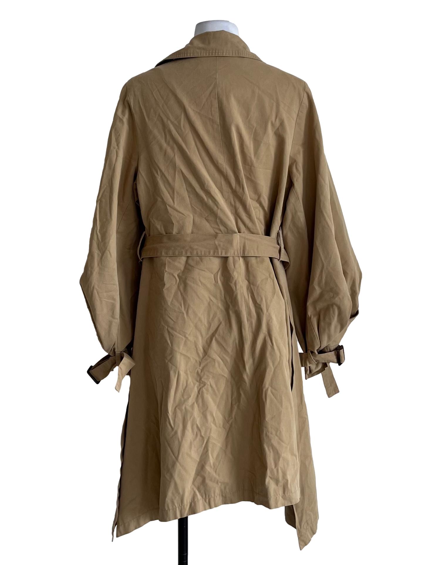 Beige Wing Collar Chesterfield Double Breasted Coat