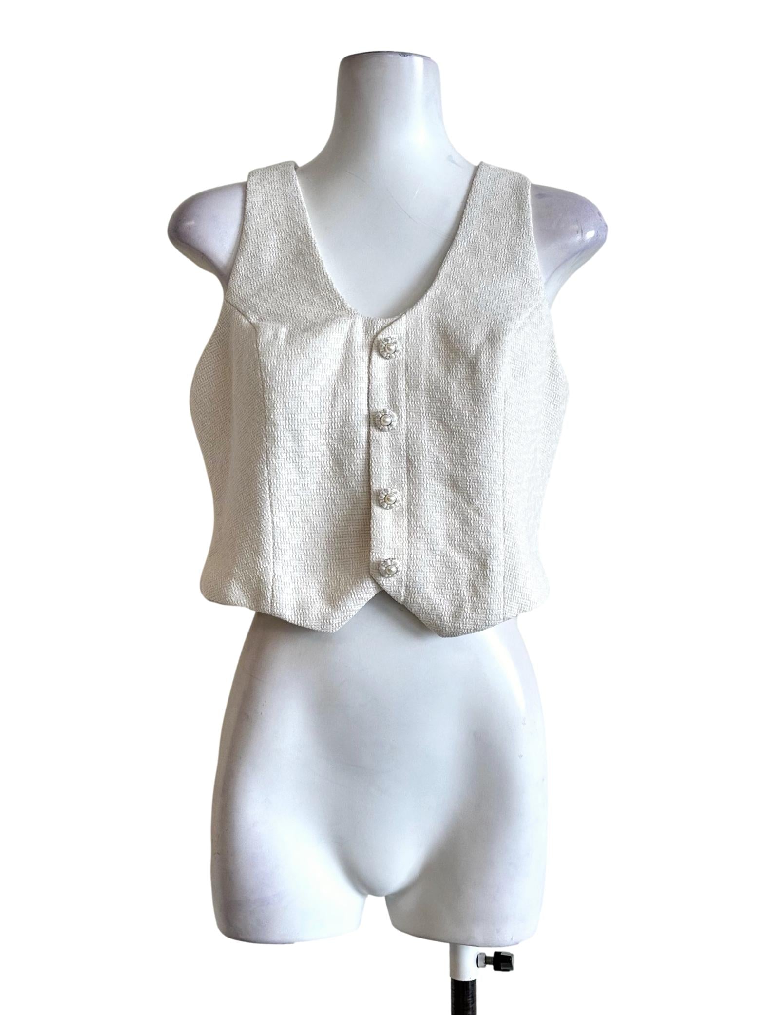 Egg Shell Tweed Pattern Top