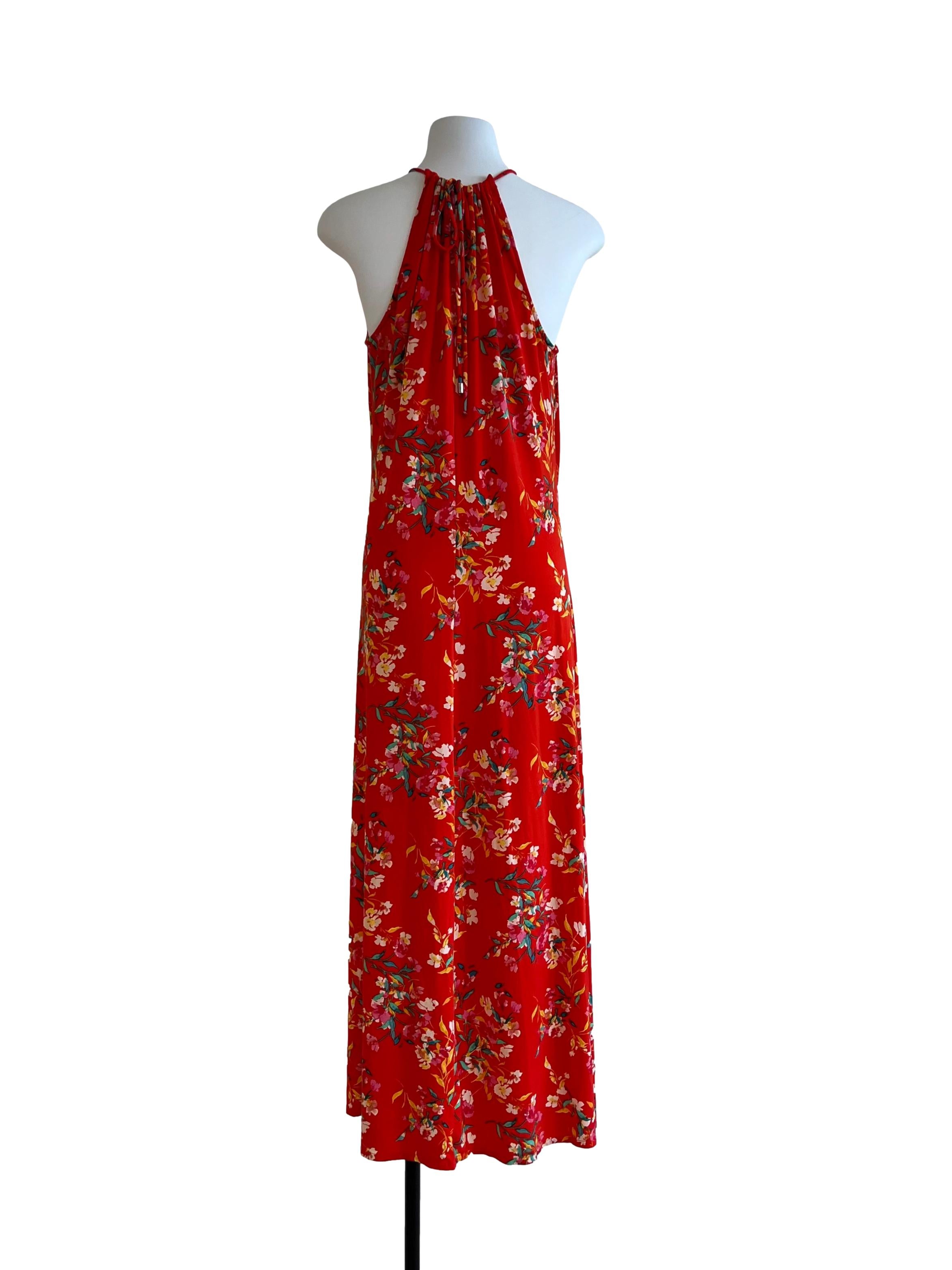 Red Floral Prints Halter Dress CSN