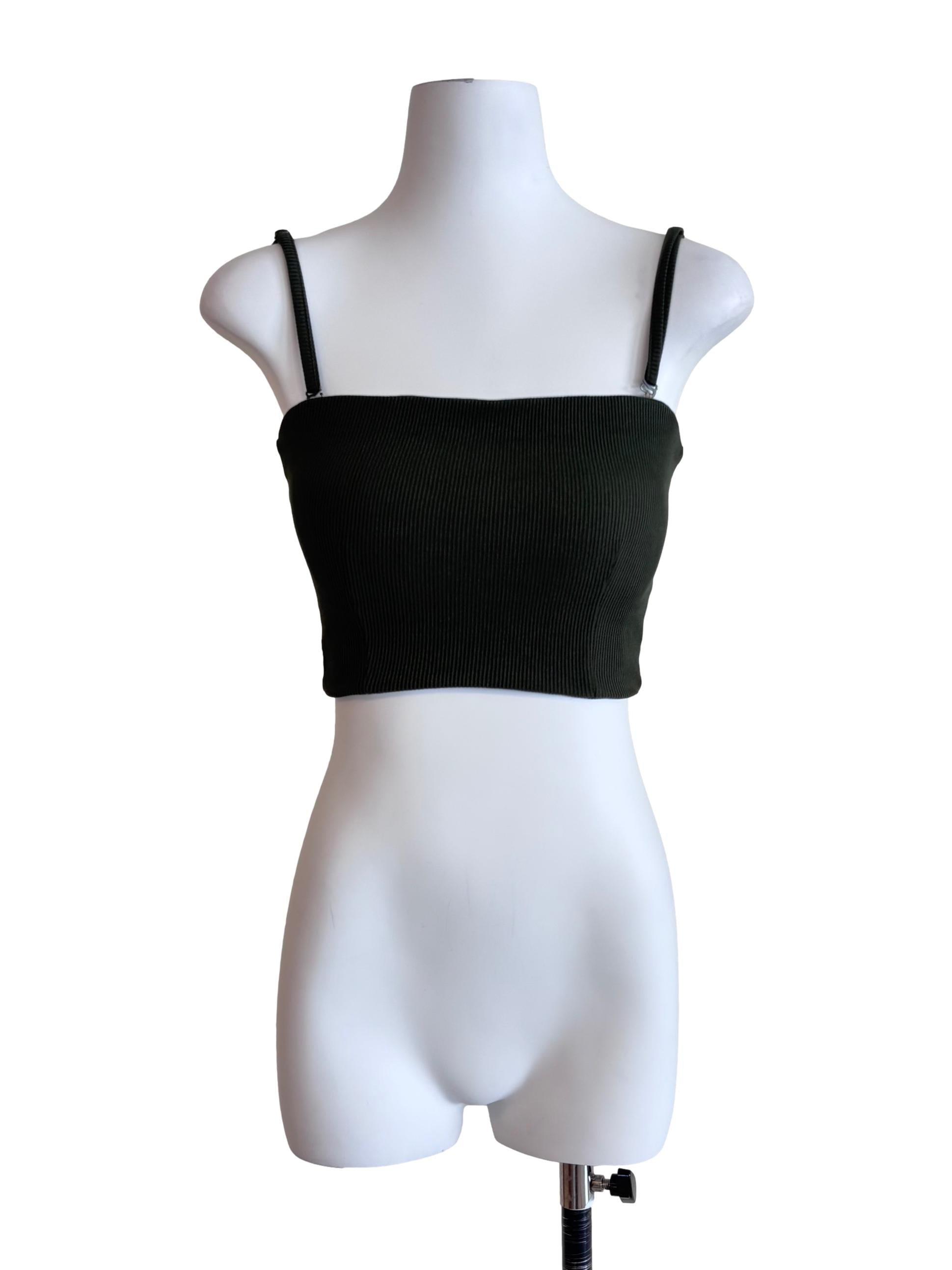 Dark Green Fitted Crop Top