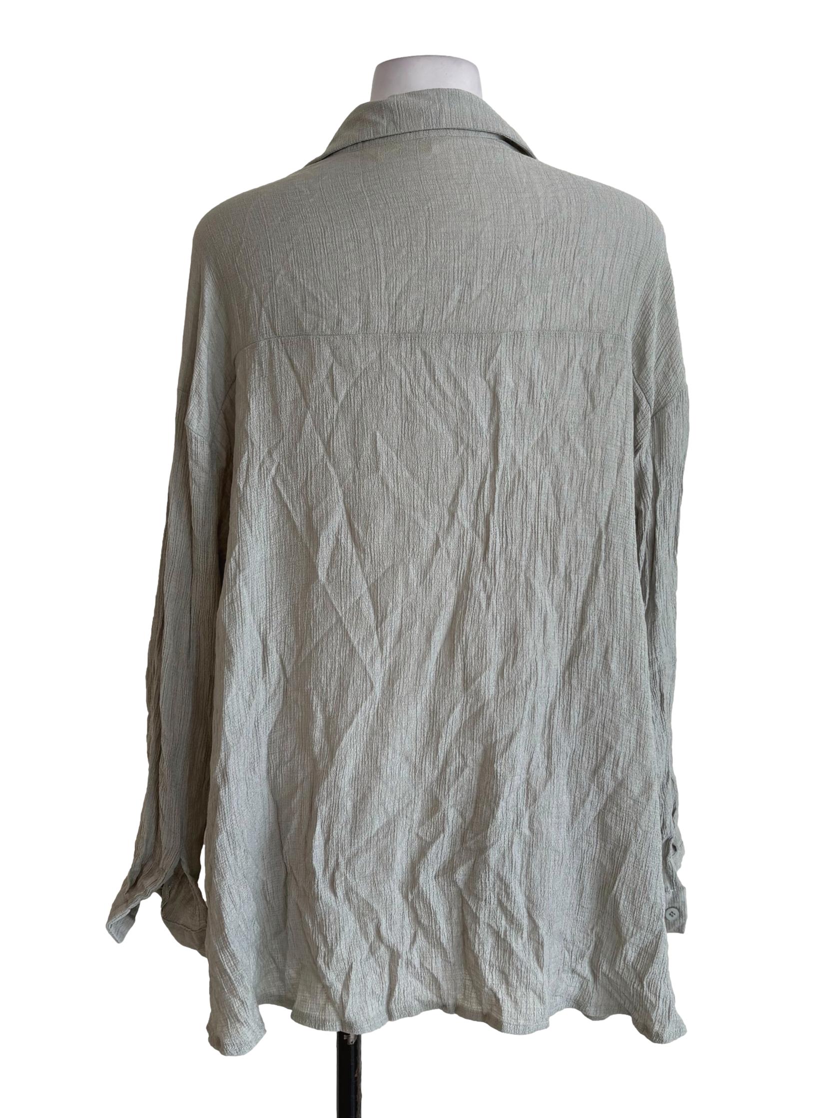 Sage Green Crinkled Buttoned Up Shirt
