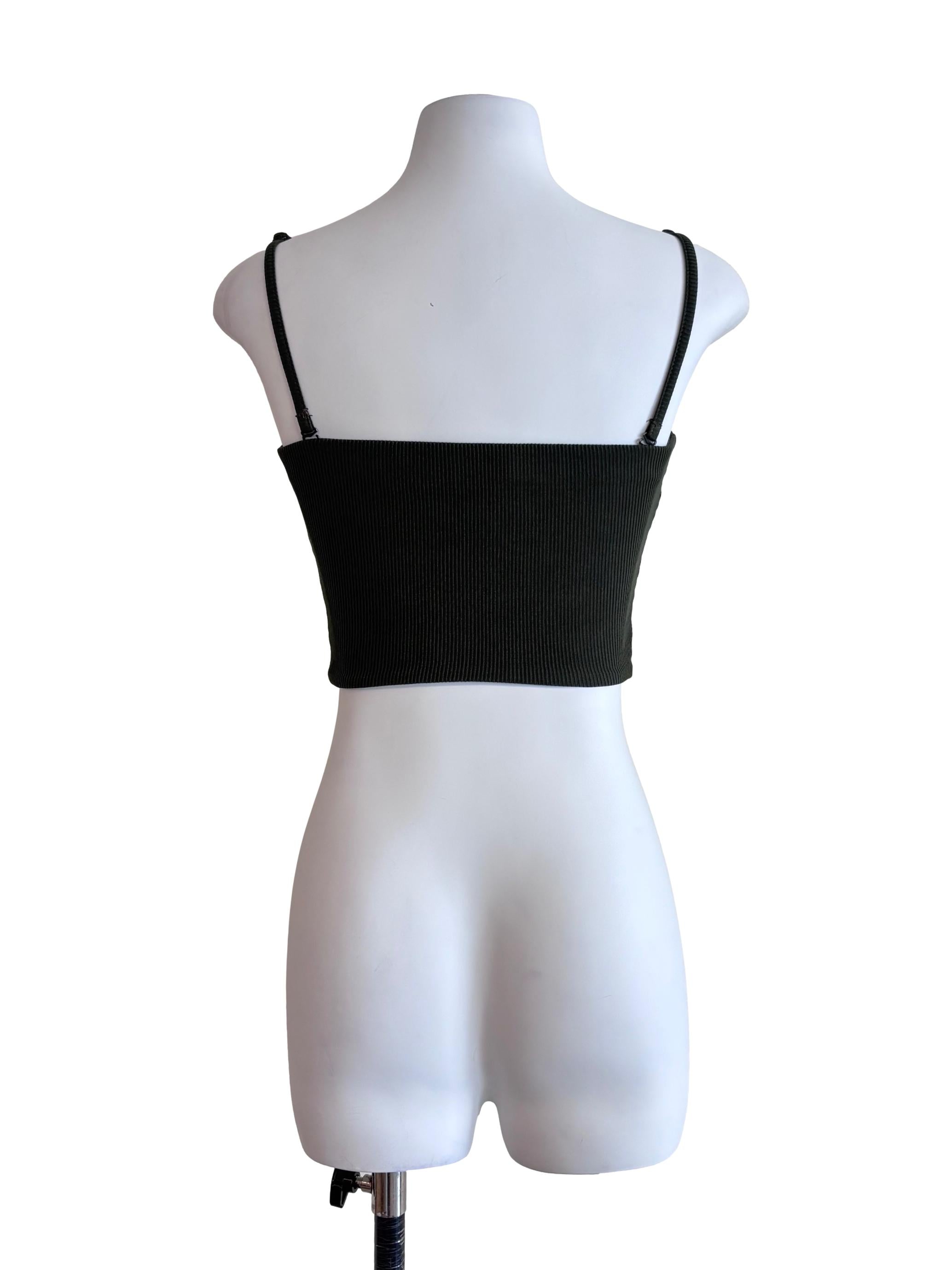 Dark Green Fitted Crop Top